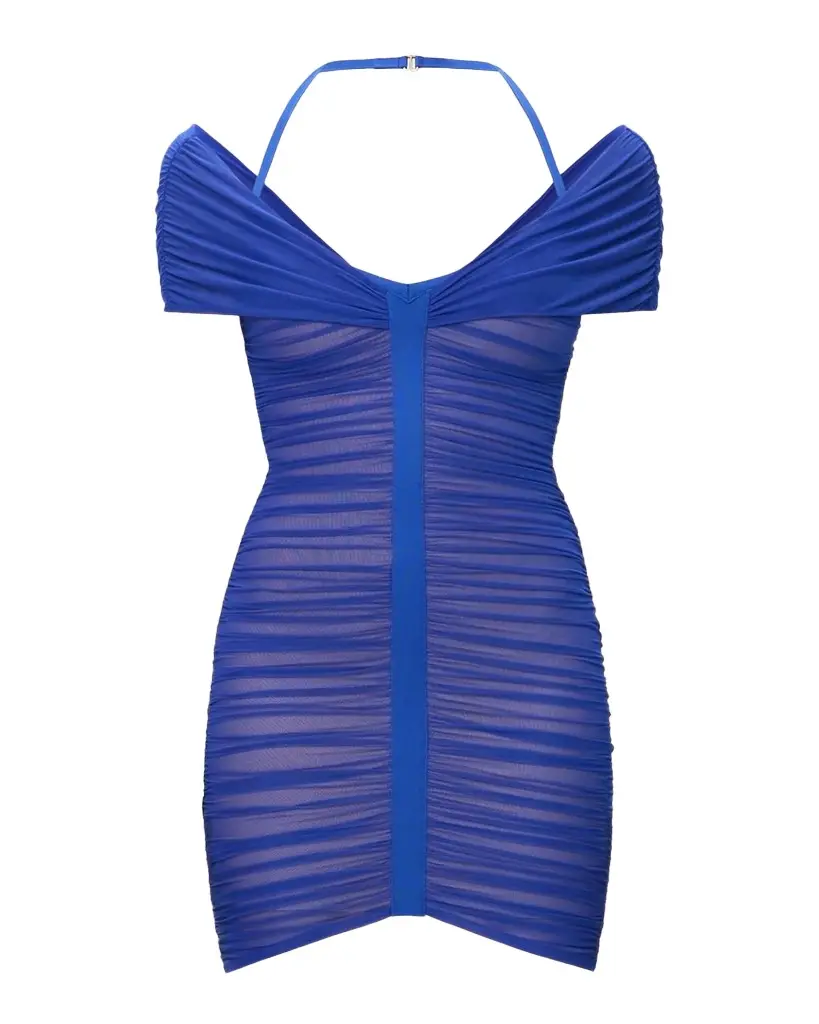The Linda Ruched Halter Mini Dress The Linda Ruched Halter Mini Dress