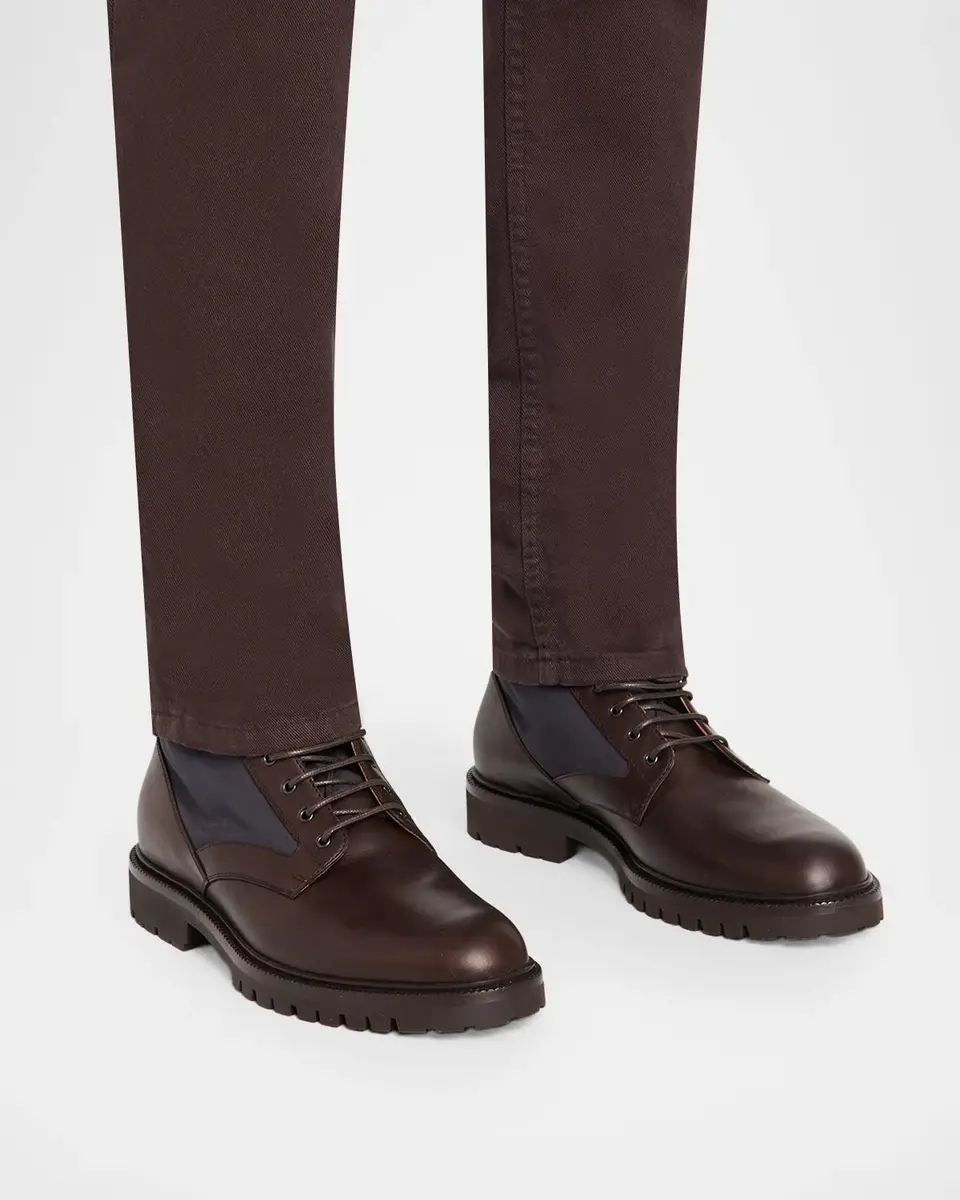 Brunello Cucinelli Men's Leather and Textile Lace-Up Boots | Thumbnail 2 Brunello Cucinelli Men's Leather and Textile Lace-Up Boots | Thumbnail 2