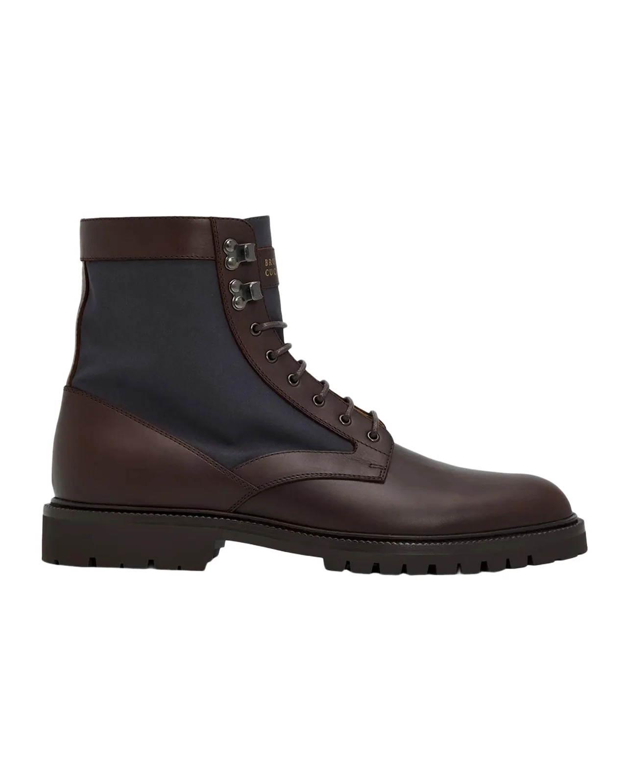 Brunello Cucinelli Men's Leather and Textile Lace-Up Boots