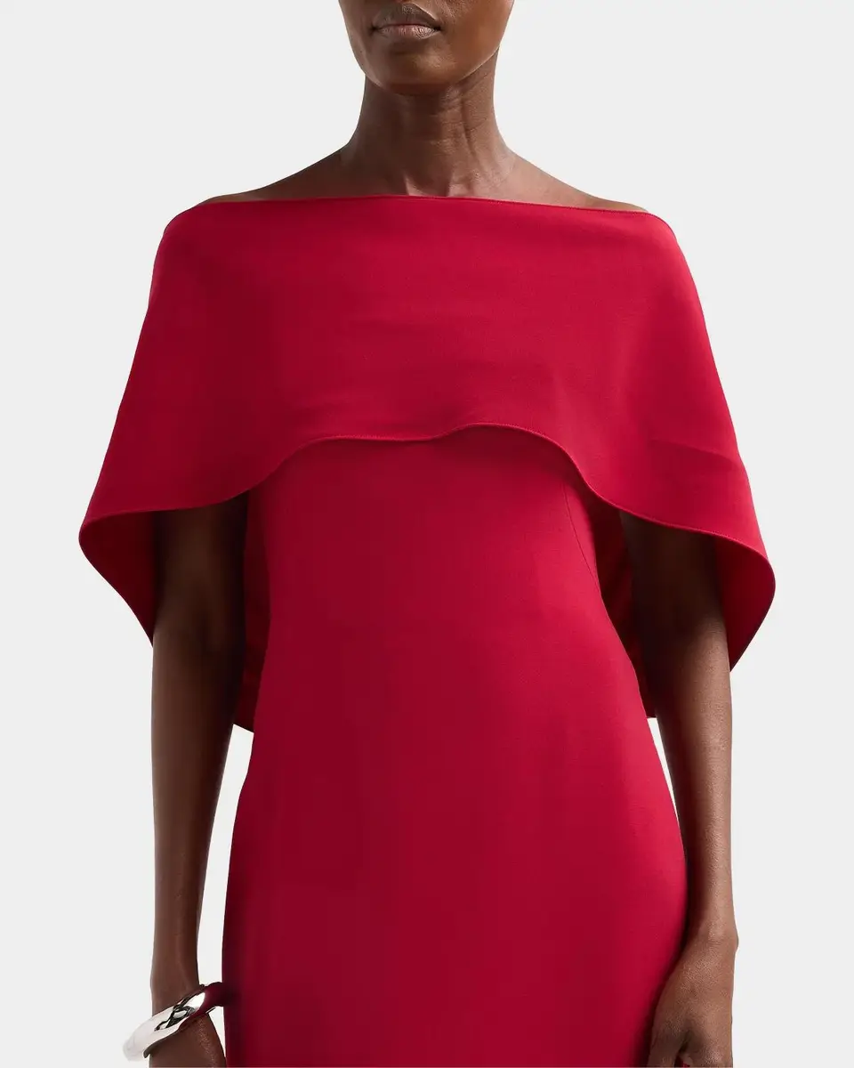 Amsale Stretch Crepe Scarf Column Gown | Thumbnail 4 Amsale Stretch Crepe Scarf Column Gown | Thumbnail 4