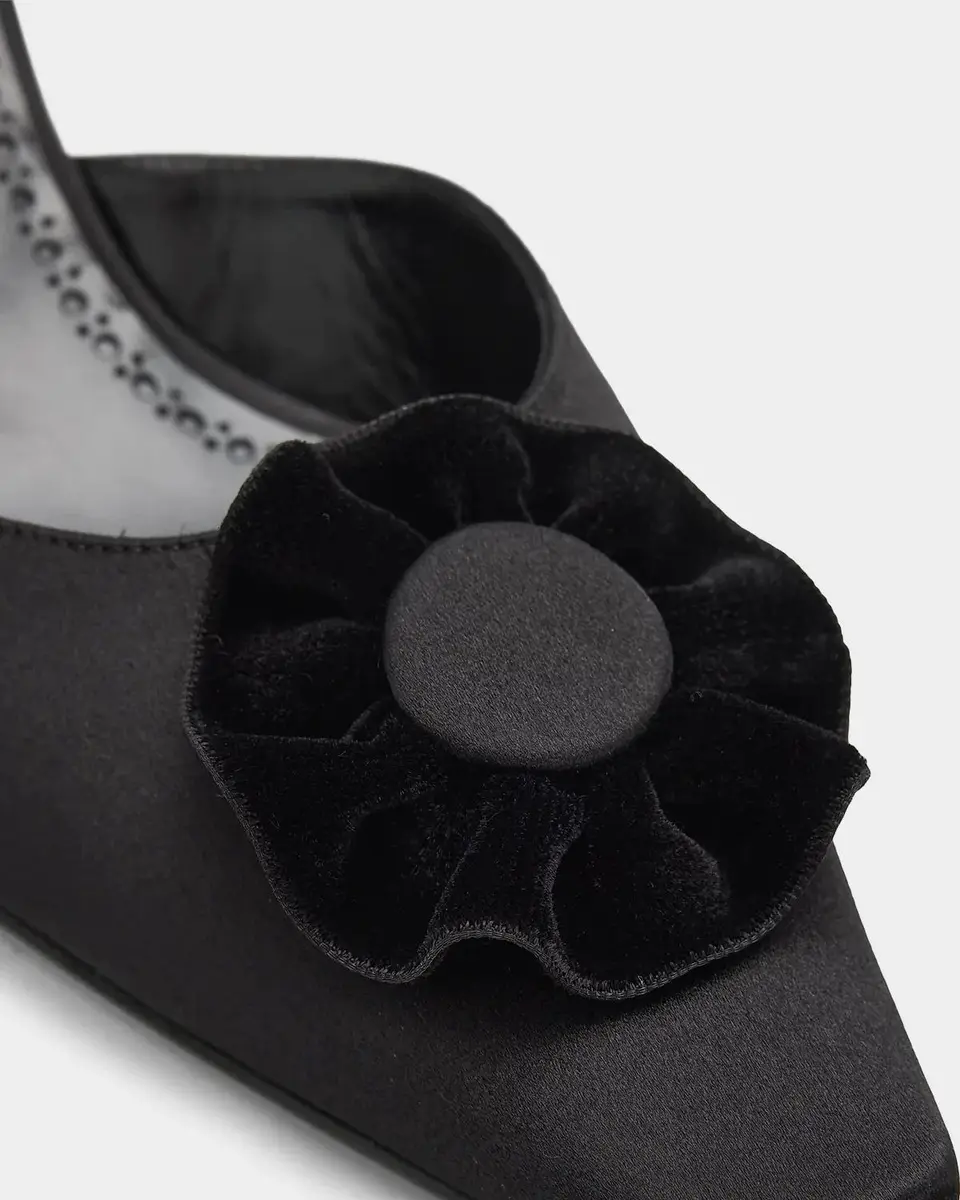 Manolo Blahnik Caulon 50MM Satin Velvet-Trimmed Mules | Thumbnail 5 Manolo Blahnik Caulon 50MM Satin Velvet-Trimmed Mules | Thumbnail 5