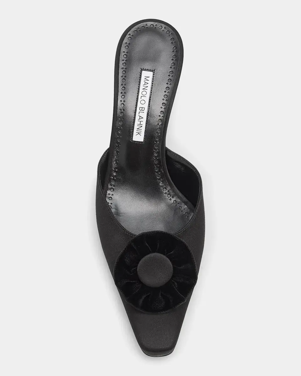 Manolo Blahnik Caulon 50MM Satin Velvet-Trimmed Mules | Thumbnail 6 Manolo Blahnik Caulon 50MM Satin Velvet-Trimmed Mules | Thumbnail 6