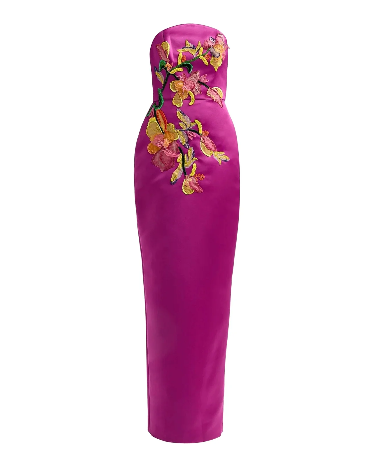 Floral Satin Strapless Column Gown Floral Satin Strapless Column Gown