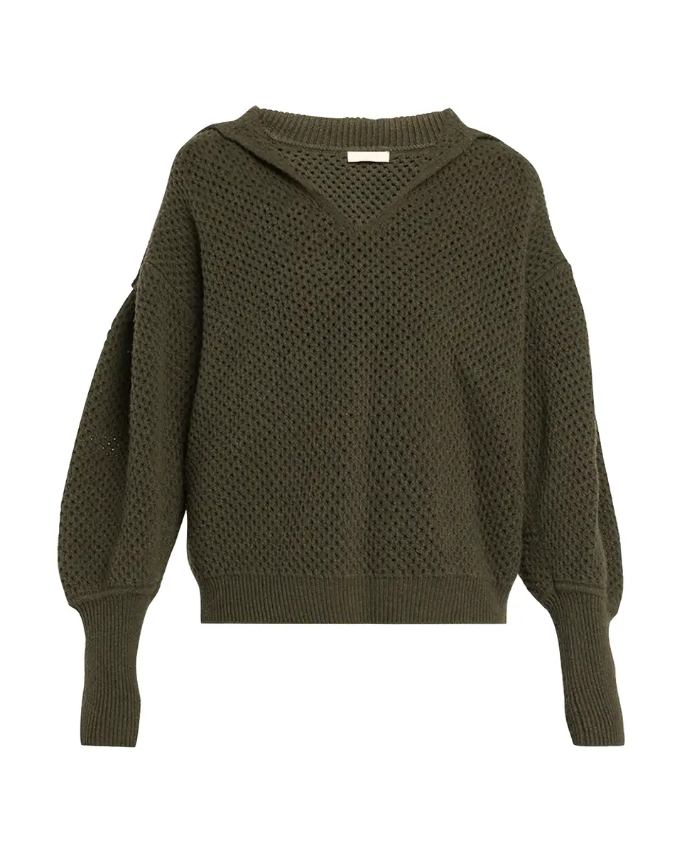Ulla Johnson Lila Wool Open Knit Sailor-Collar Sweater | Thumbnail 2