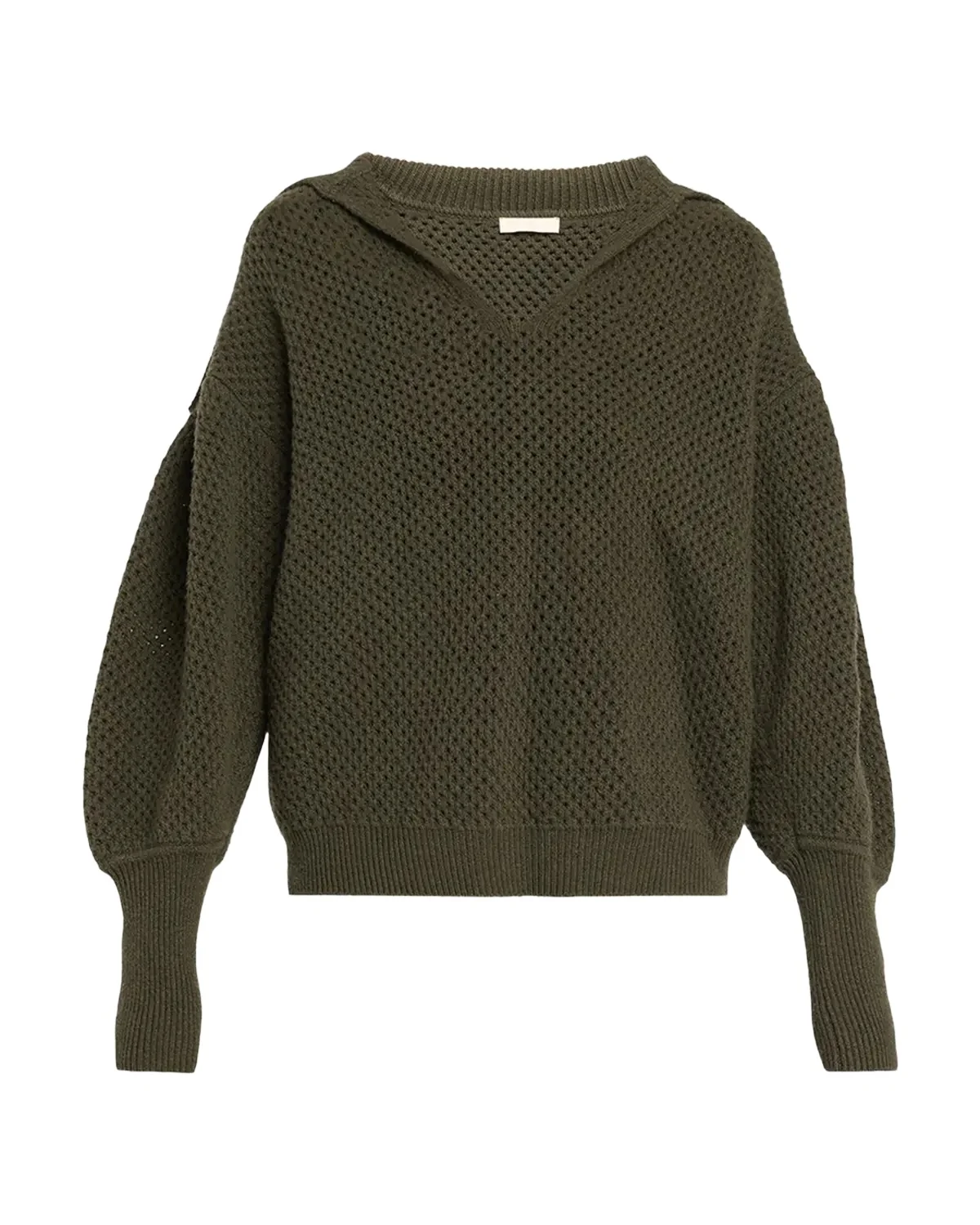 Lila Wool Open Knit Sailor-Collar Sweater Lila Wool Open Knit Sailor-Collar Sweater