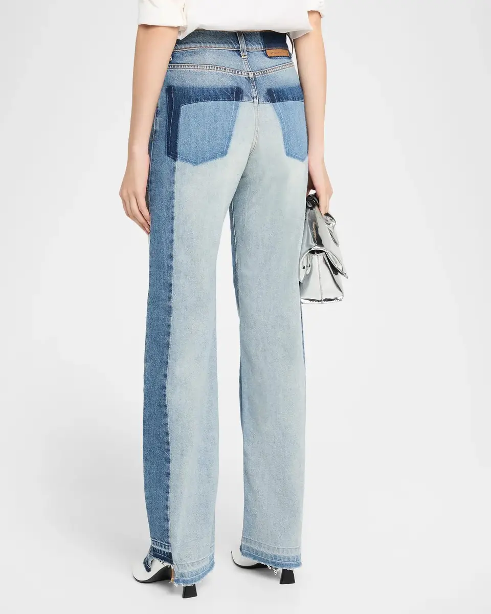 Stella McCartney Mid-Rise Patchwork Straight-Leg Jeans | Thumbnail 3