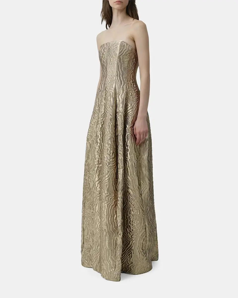 Simkhai Celeste Strapless Metallic Jacquard Gown | Thumbnail 2 Simkhai Celeste Strapless Metallic Jacquard Gown | Thumbnail 2