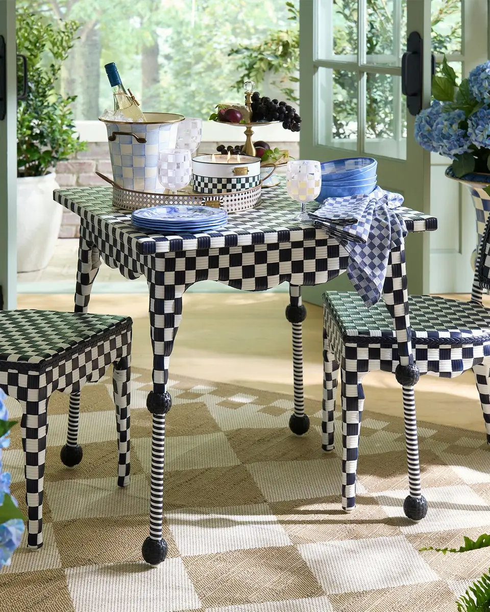MacKenzie-Childs Gambit Check Outdoor Patio Dining Table | Thumbnail 5 MacKenzie-Childs Gambit Check Outdoor Patio Dining Table | Thumbnail 5