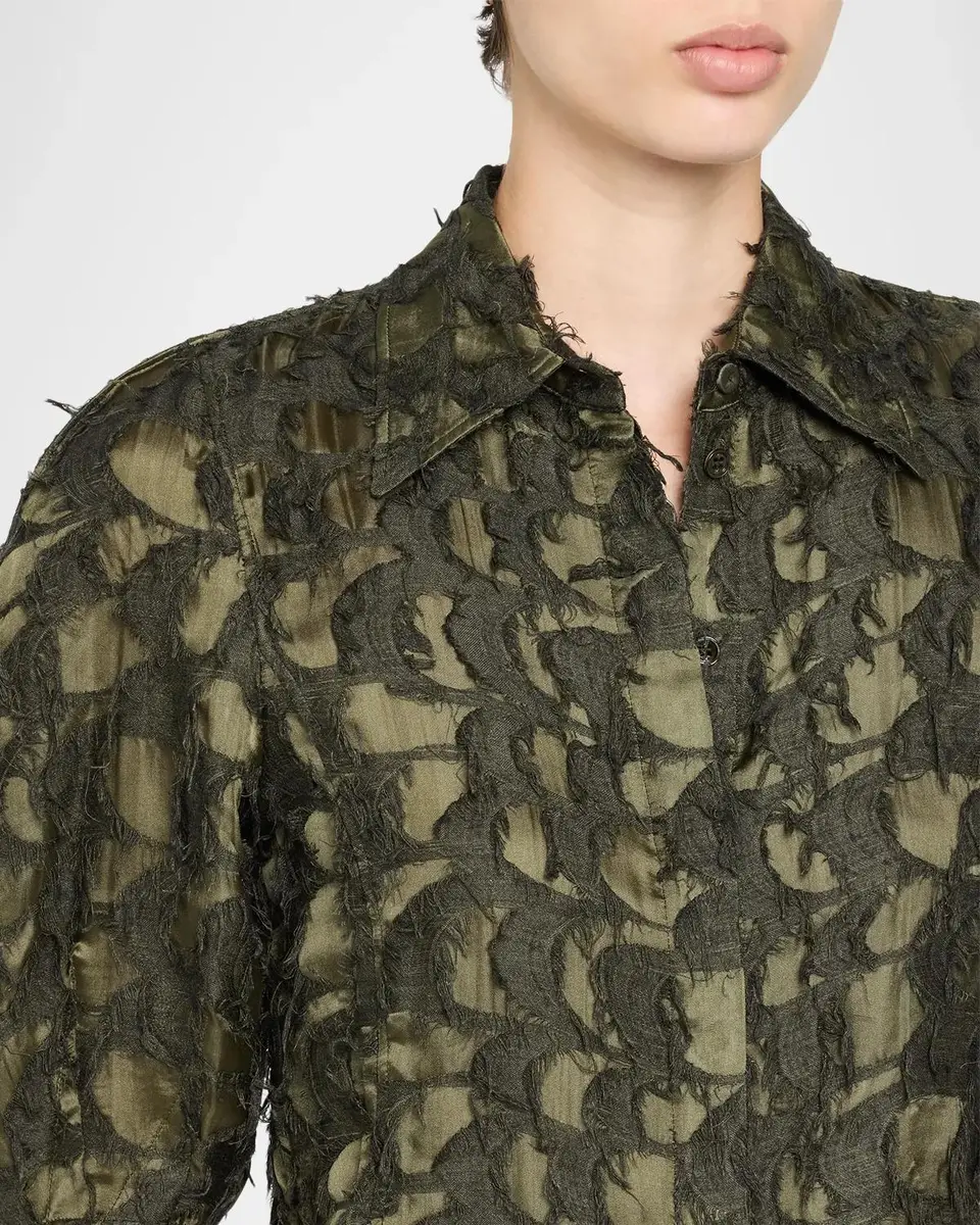 Gabriela Hearst Sansi Textured Jacquard Puff-Sleeve Button-Down Top | Thumbnail 5
