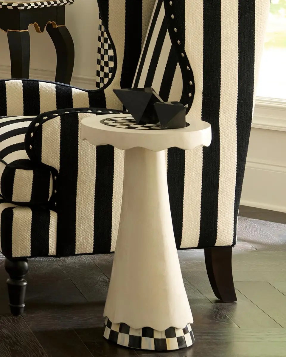 MacKenzie-Childs Courtly Check Scalloped Accent Table | Thumbnail 4
