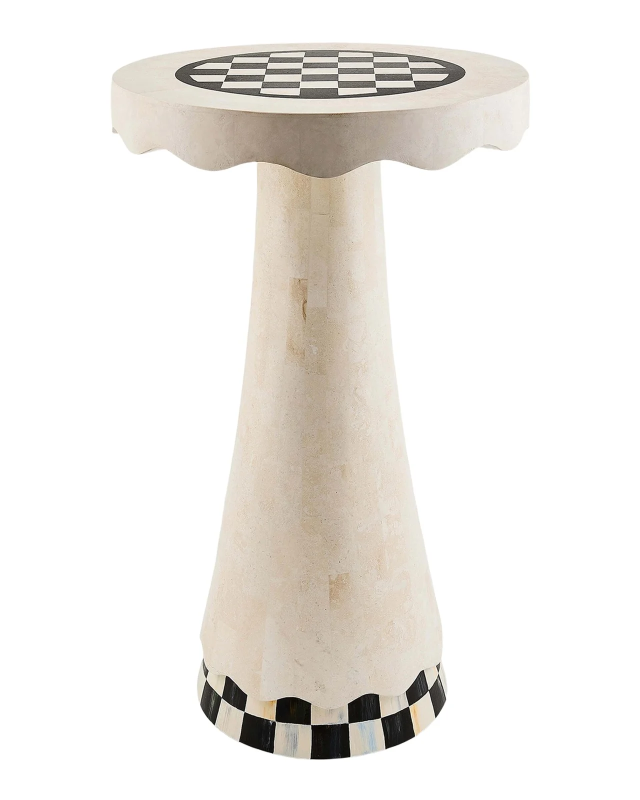 MacKenzie-Childs Courtly Check Scalloped Accent Table
