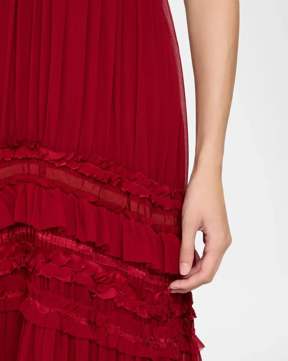 Ulla Johnson Dorothea Ribbon-Trim Ruffle Silk Gown | Thumbnail 5