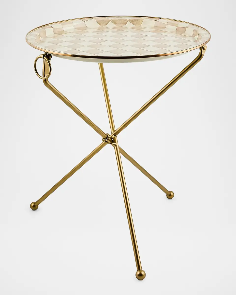 MacKenzie-Childs Mocha Check Enamel Tilt Accent Table | Thumbnail 2 MacKenzie-Childs Mocha Check Enamel Tilt Accent Table | Thumbnail 2