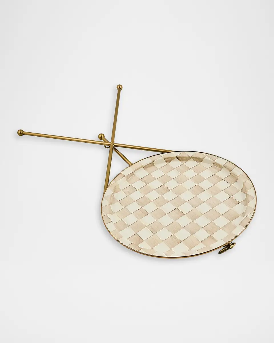MacKenzie-Childs Mocha Check Enamel Tilt Accent Table | Thumbnail 3 MacKenzie-Childs Mocha Check Enamel Tilt Accent Table | Thumbnail 3