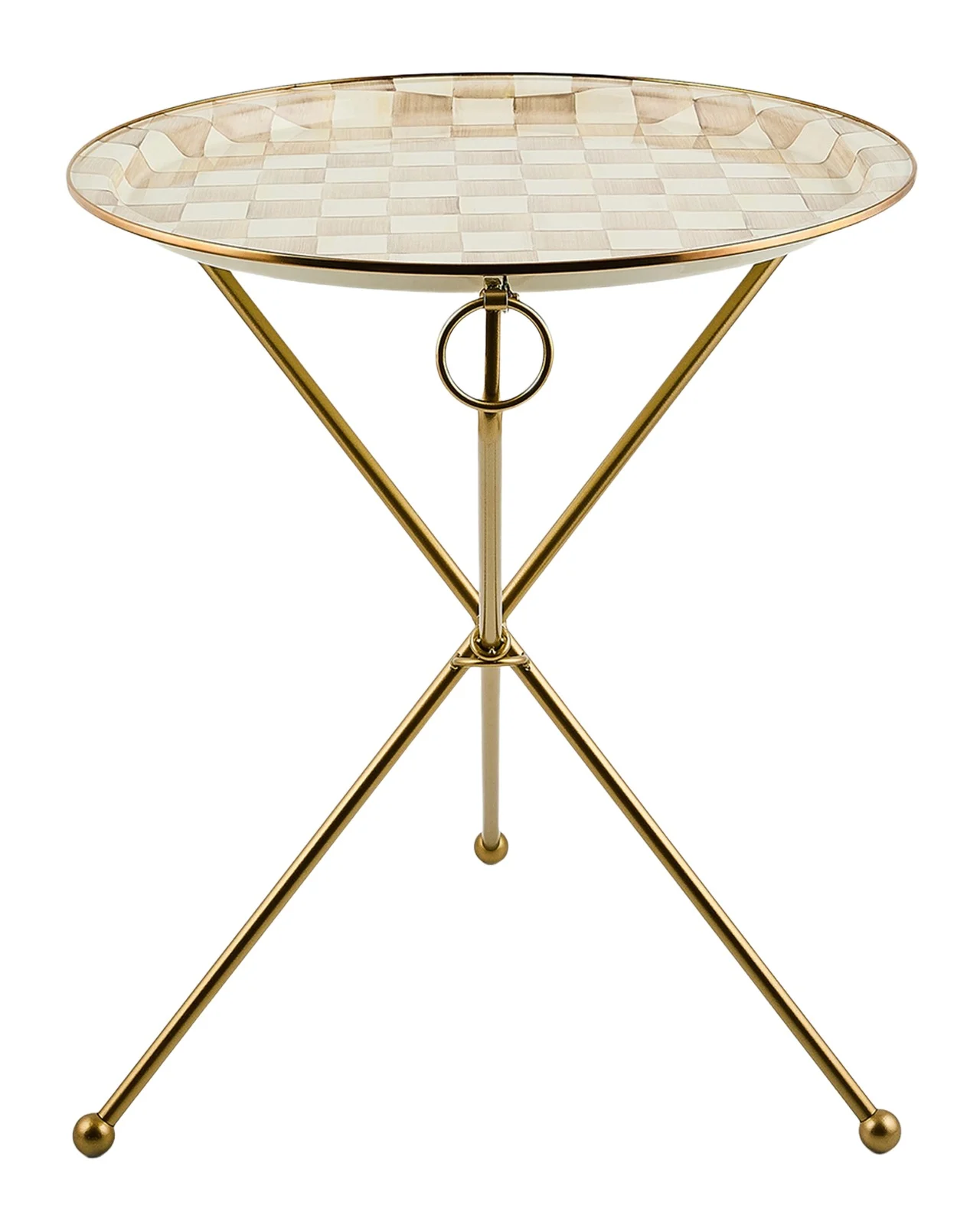 MacKenzie-Childs Mocha Check Enamel Tilt Accent Table