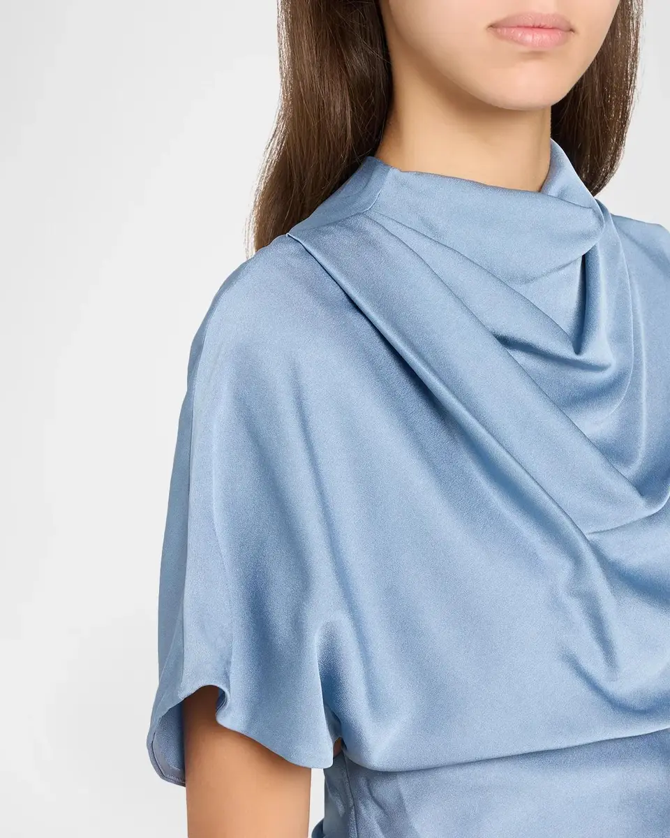 Simkhai Annibelis Draped Cape-Sleeve Satin Gown | Thumbnail 5 Simkhai Annibelis Draped Cape-Sleeve Satin Gown | Thumbnail 5