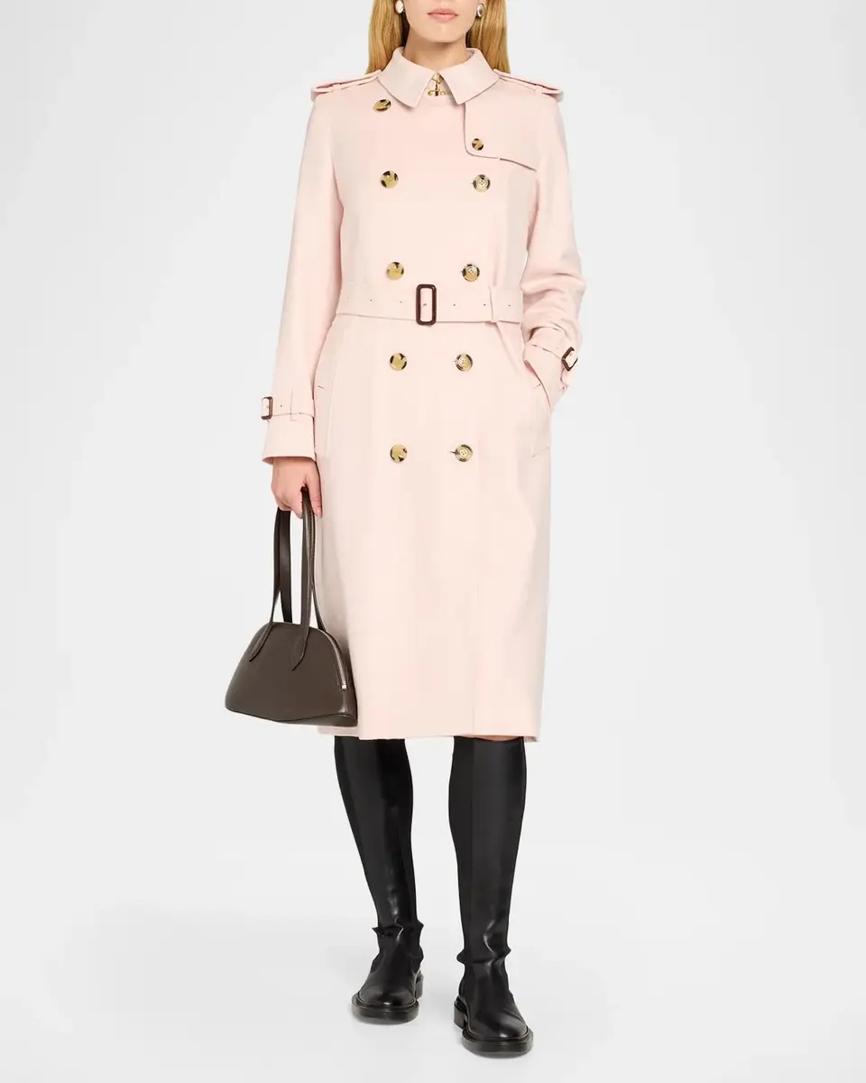 Burberry Kensington Double-Breasted Trench Coat in Brushed Cashmere | Thumbnail 2