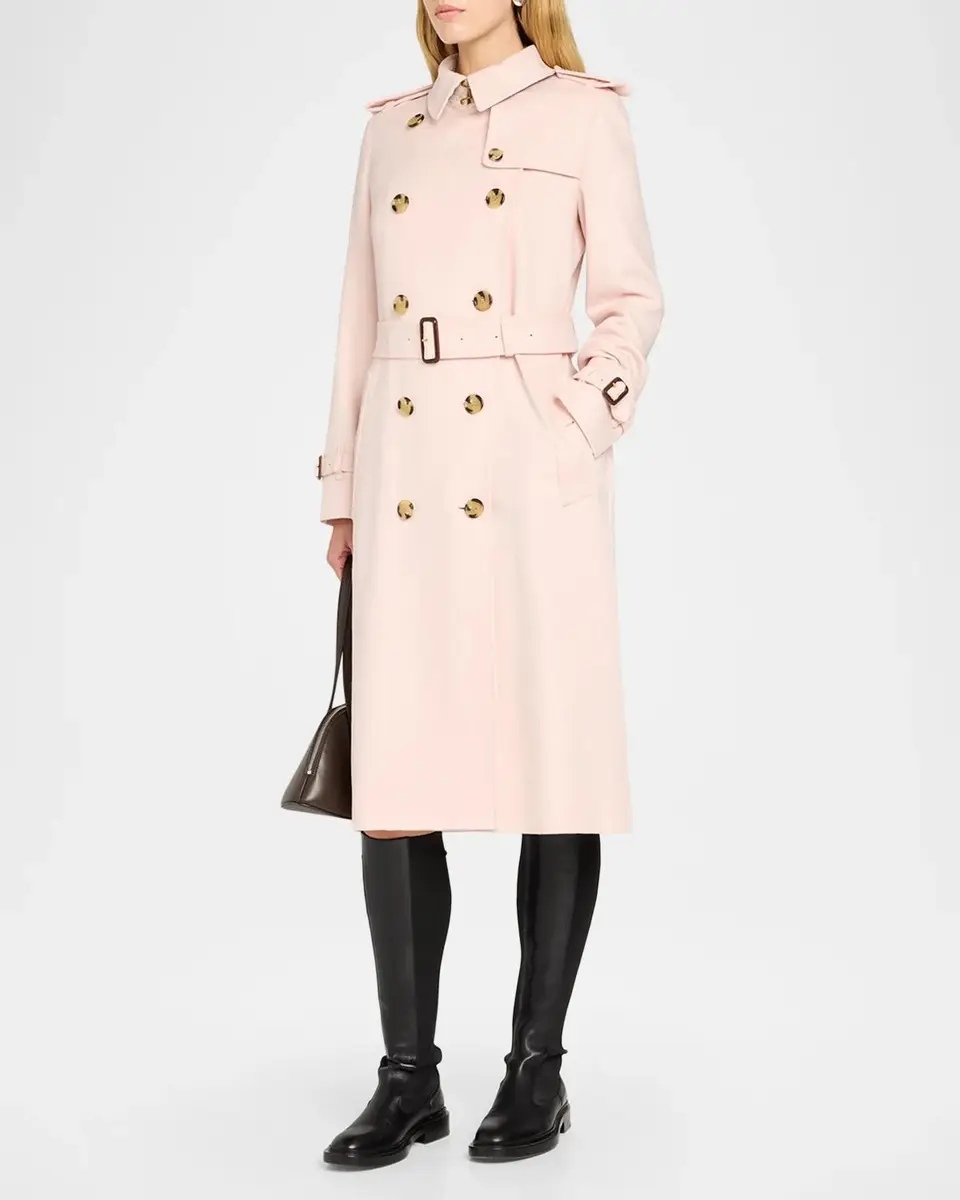 Burberry Kensington Double-Breasted Trench Coat in Brushed Cashmere | Thumbnail 4
