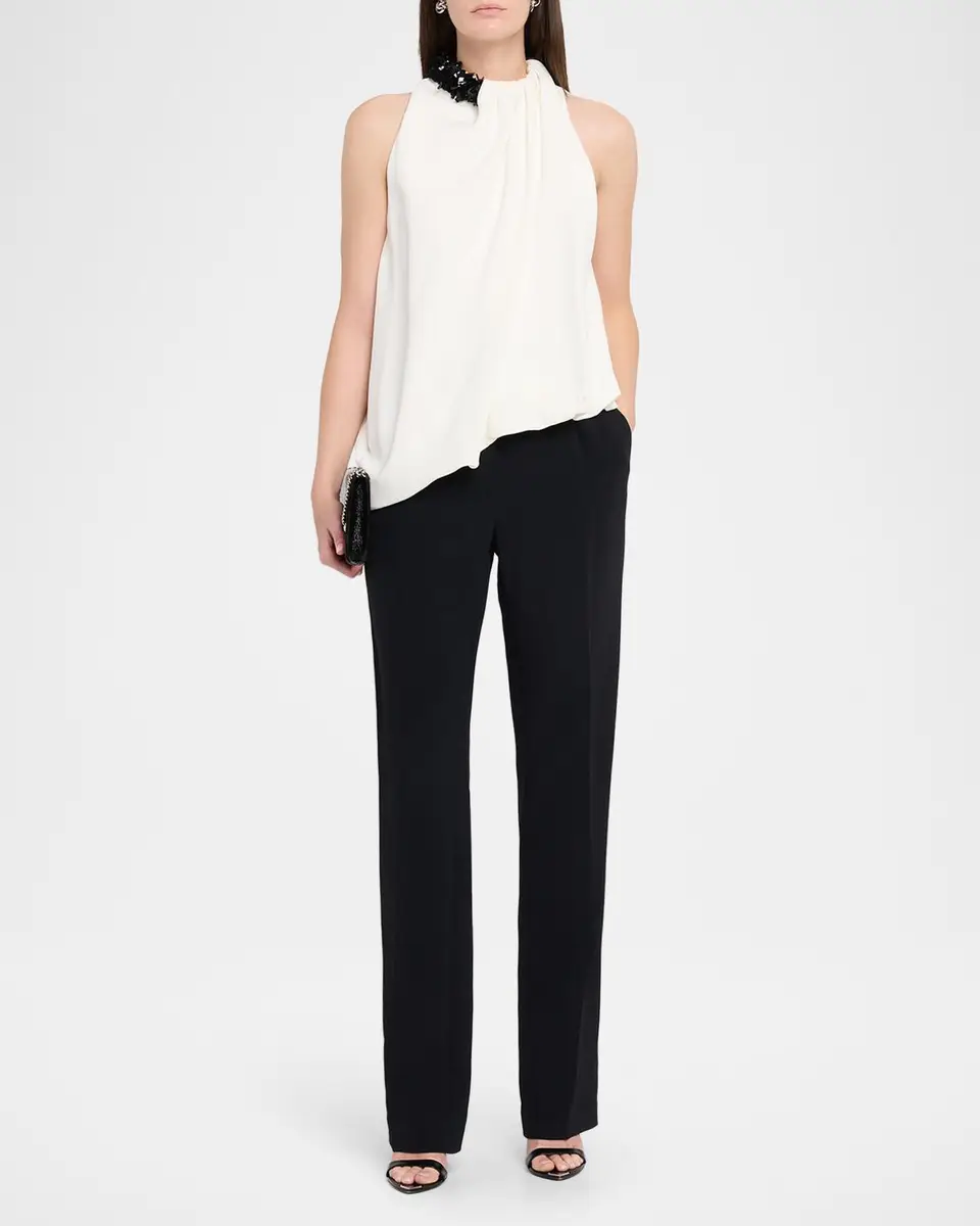 Brandon Maxwell Haze Draped Sequin-Trim Asymmetric Top | Thumbnail 2 Brandon Maxwell Haze Draped Sequin-Trim Asymmetric Top | Thumbnail 2