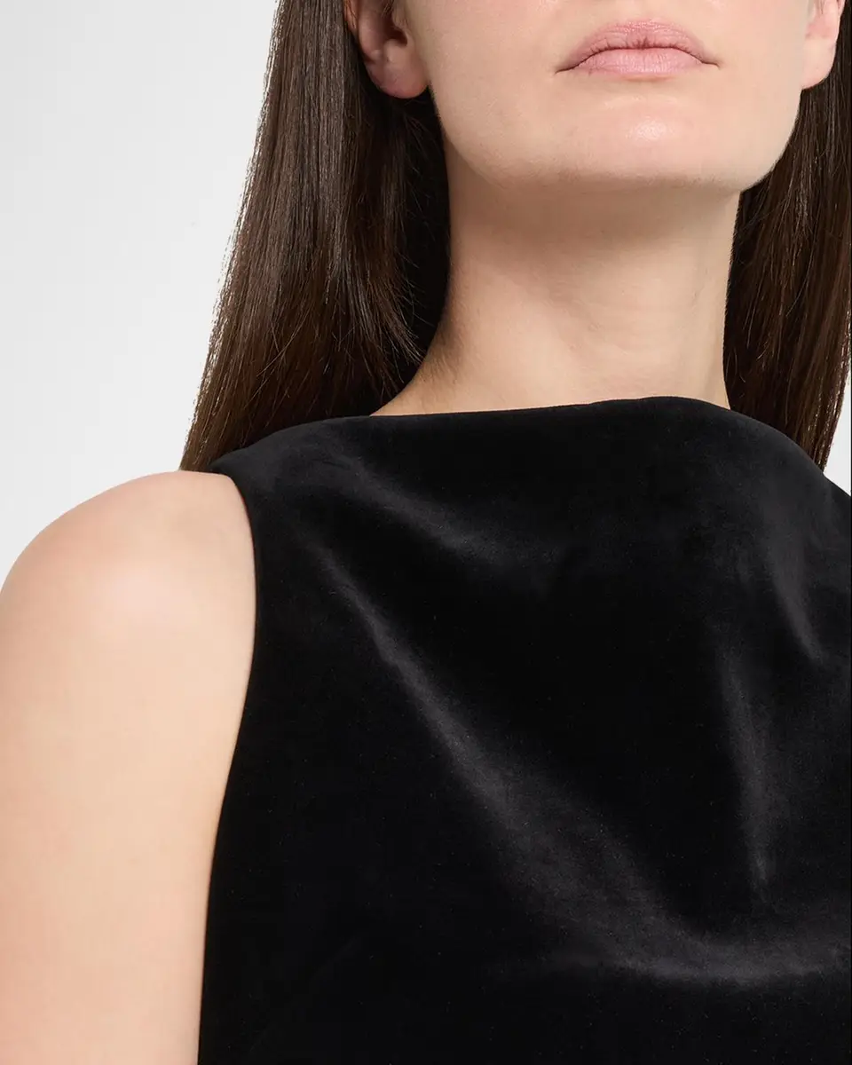 Brandon Maxwell Sable High-Neck Velvety Mini Dress | Thumbnail 5