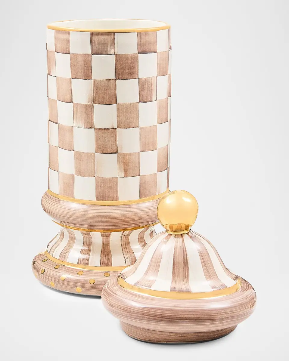 MacKenzie-Childs Check Ceramic Column Storage Container | Thumbnail 2 MacKenzie-Childs Check Ceramic Column Storage Container | Thumbnail 2