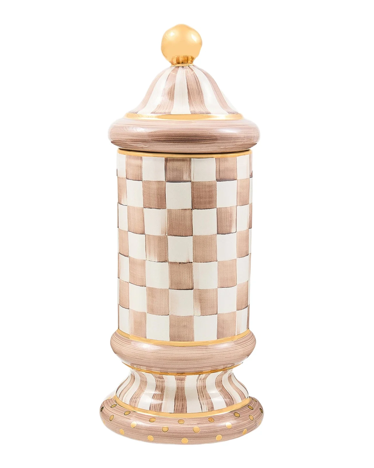 MacKenzie-Childs Check Ceramic Column Storage Container