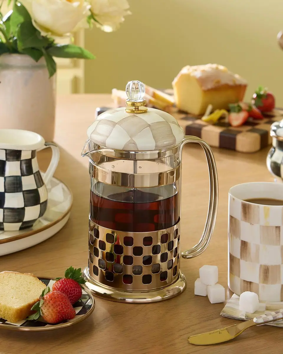 MacKenzie-Childs Check Glass & Enamel French Press | Thumbnail 4 MacKenzie-Childs Check Glass & Enamel French Press | Thumbnail 4