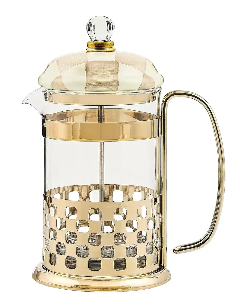 MacKenzie-Childs Check Glass & Enamel French Press