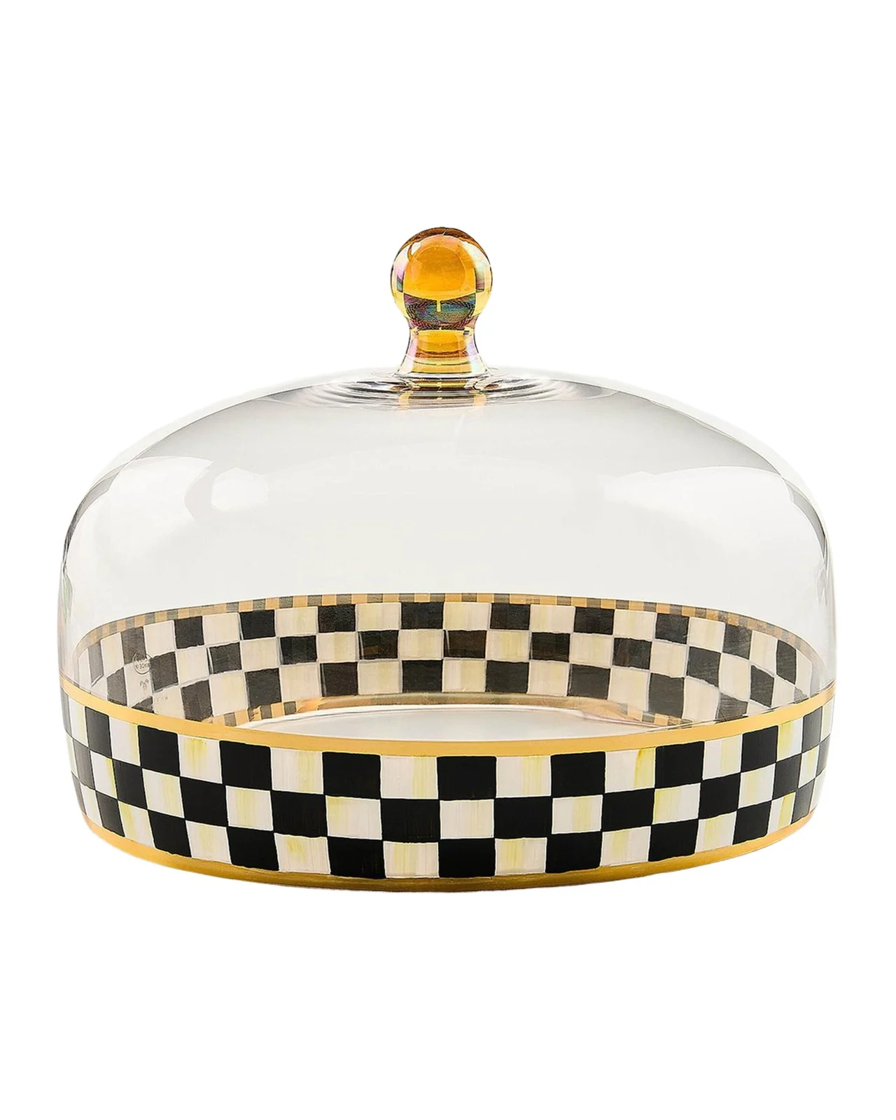 MacKenzie-Childs Courtly Check Blown Glass Cake Dome
