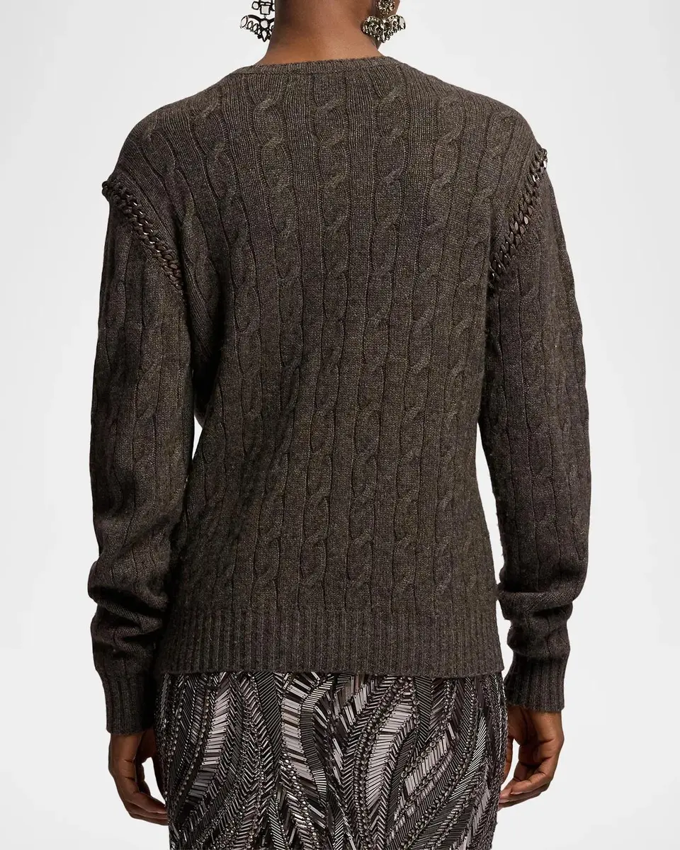 Ralph Lauren Collection Chain-Trim Cable Cashmere Sweater | Thumbnail 3 Ralph Lauren Collection Chain-Trim Cable Cashmere Sweater | Thumbnail 3
