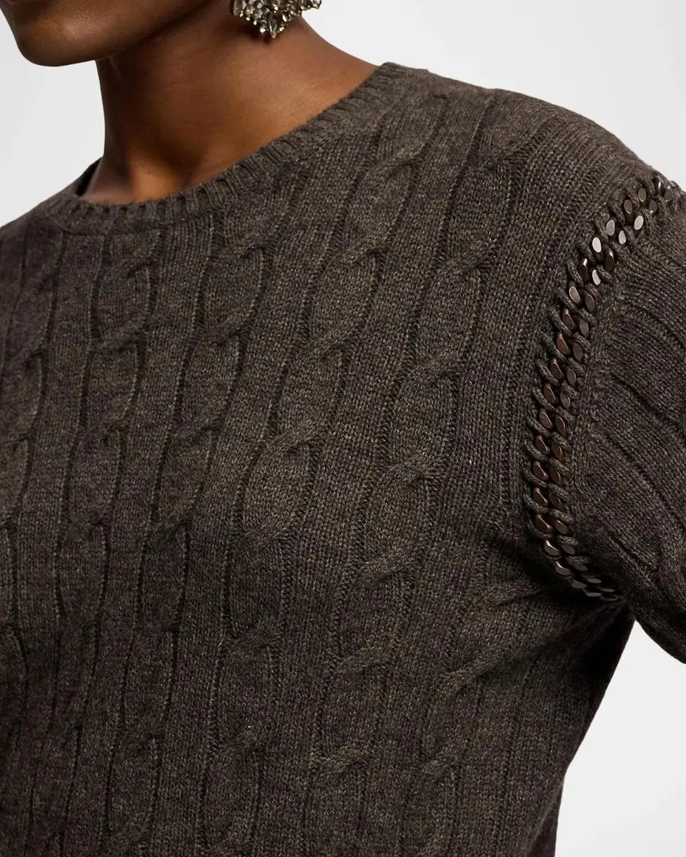 Ralph Lauren Collection Chain-Trim Cable Cashmere Sweater | Thumbnail 5 Ralph Lauren Collection Chain-Trim Cable Cashmere Sweater | Thumbnail 5