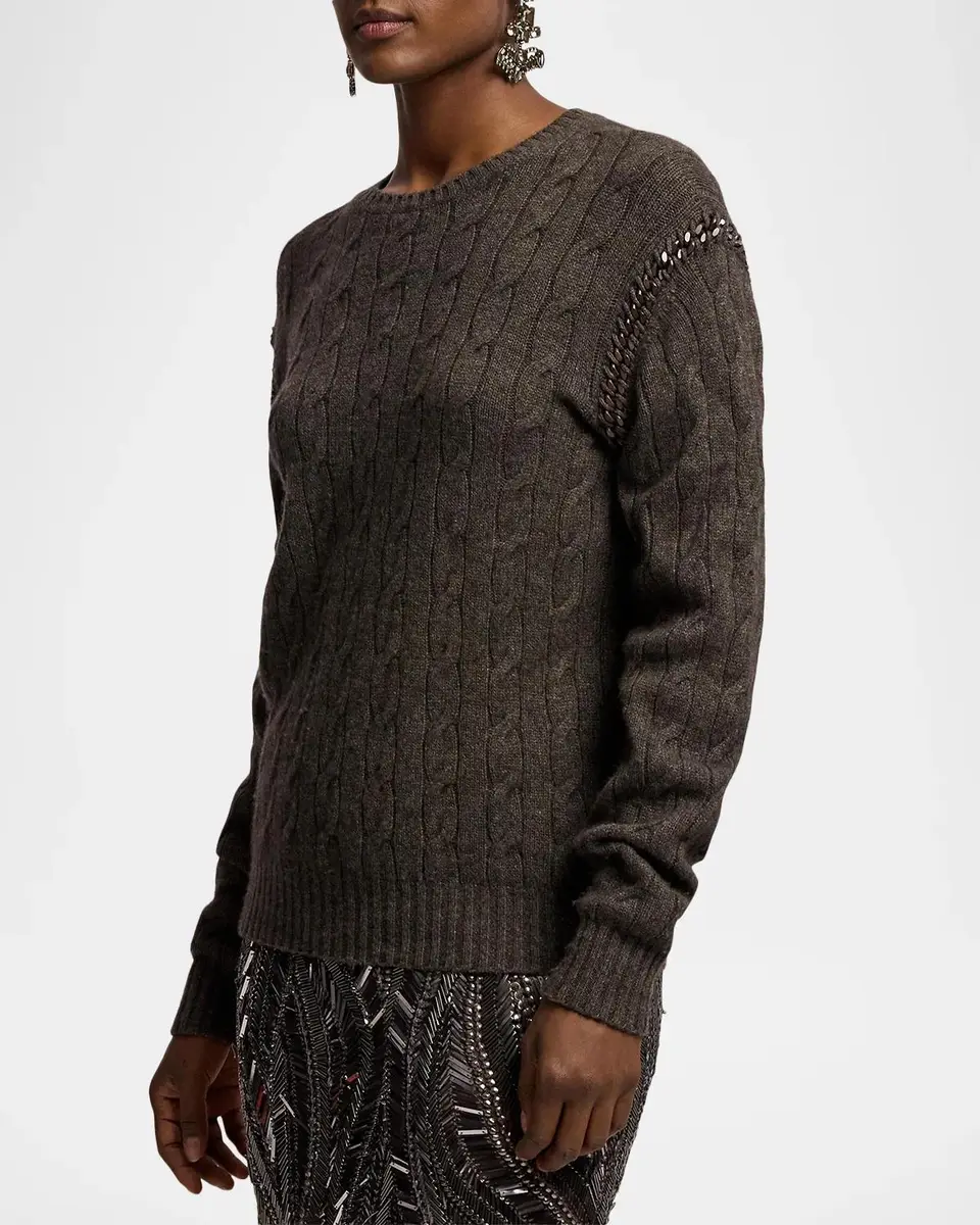 Ralph Lauren Collection Chain-Trim Cable Cashmere Sweater | Thumbnail 6 Ralph Lauren Collection Chain-Trim Cable Cashmere Sweater | Thumbnail 6