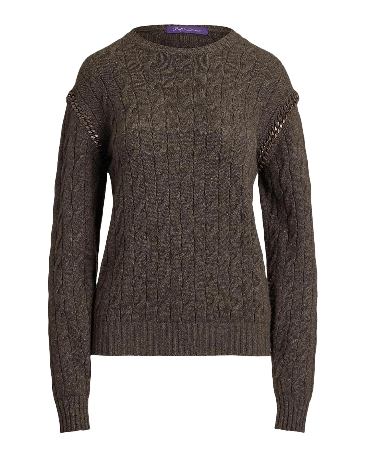 Chain-Trim Cable Cashmere Sweater Chain-Trim Cable Cashmere Sweater