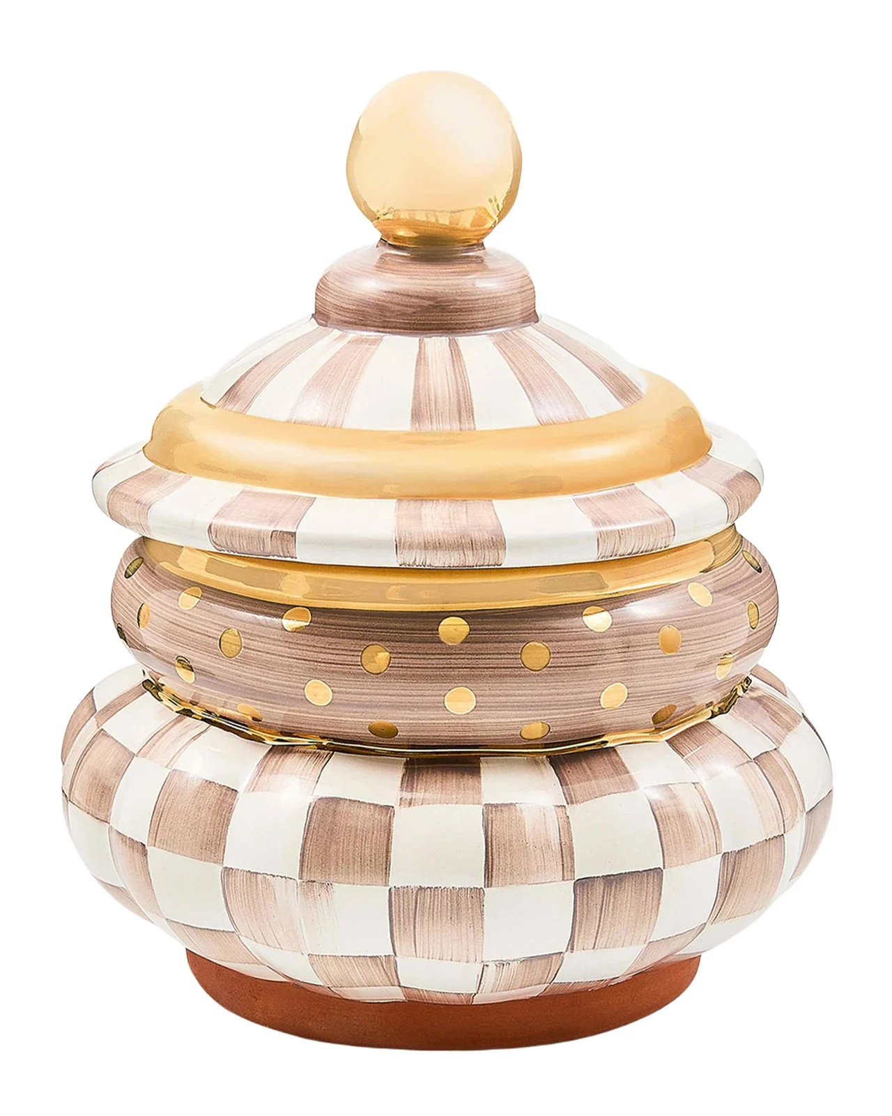 MacKenzie-Childs Check Ceramic Groovy Storage Container
