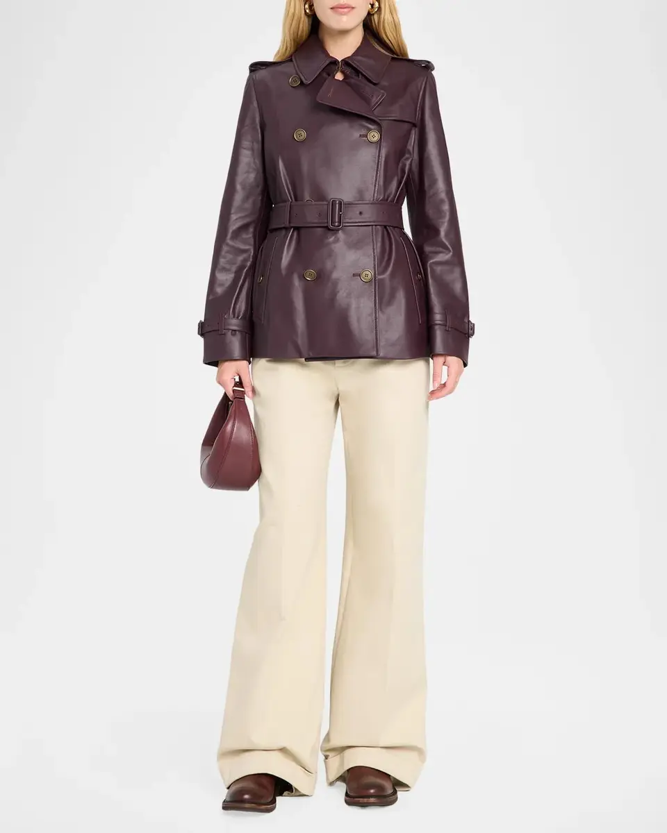 Burberry Kensington Leather Belted Short Trench Jacket | Thumbnail 2