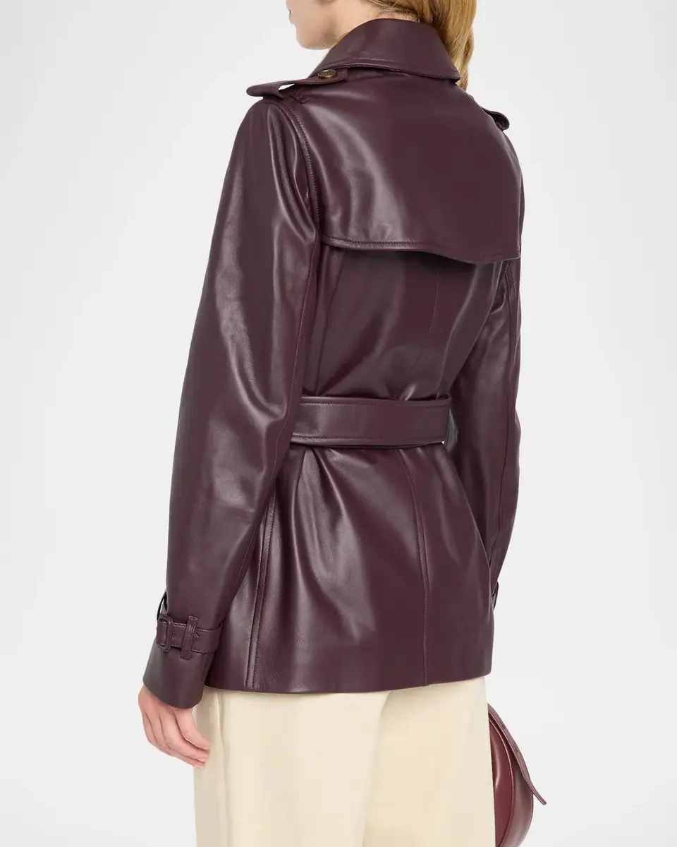 Burberry Kensington Leather Belted Short Trench Jacket | Thumbnail 3
