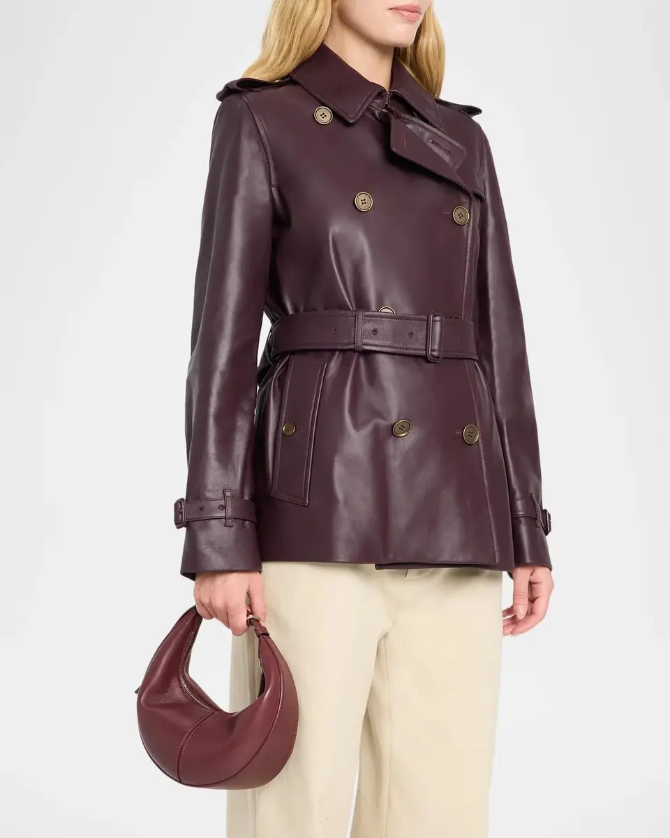 Burberry Kensington Leather Belted Short Trench Jacket | Thumbnail 4