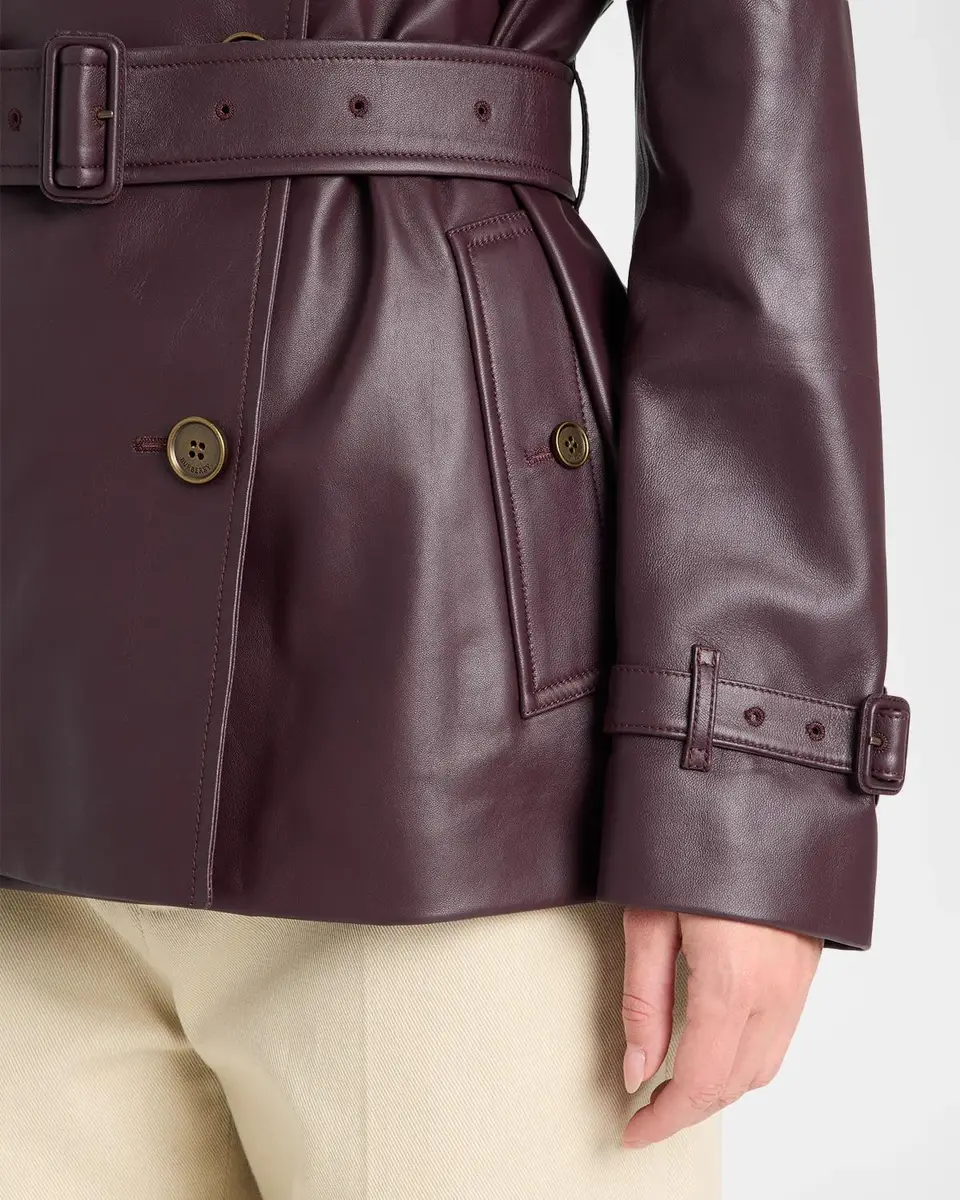 Burberry Kensington Leather Belted Short Trench Jacket | Thumbnail 5