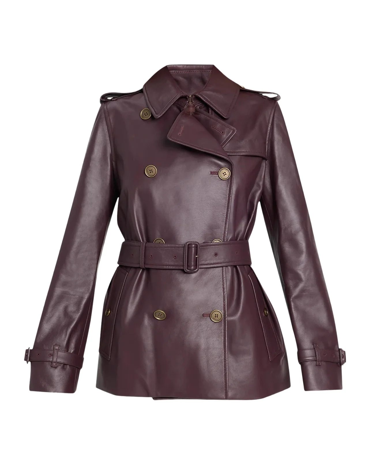 Kensington Leather Belted Short Trench Jacket Kensington Leather Belted Short Trench Jacket
