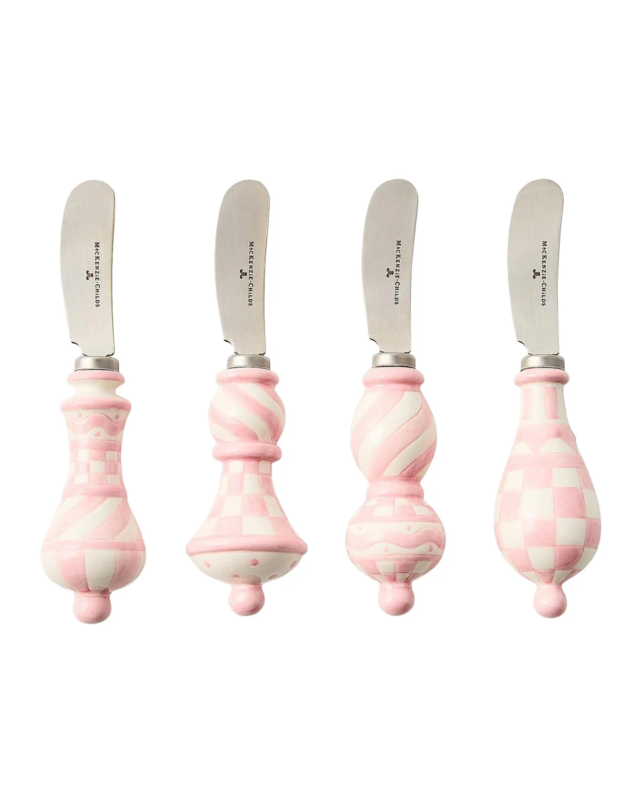 MacKenzie-Childs 4-Piece Check Ceramic Spreader Set