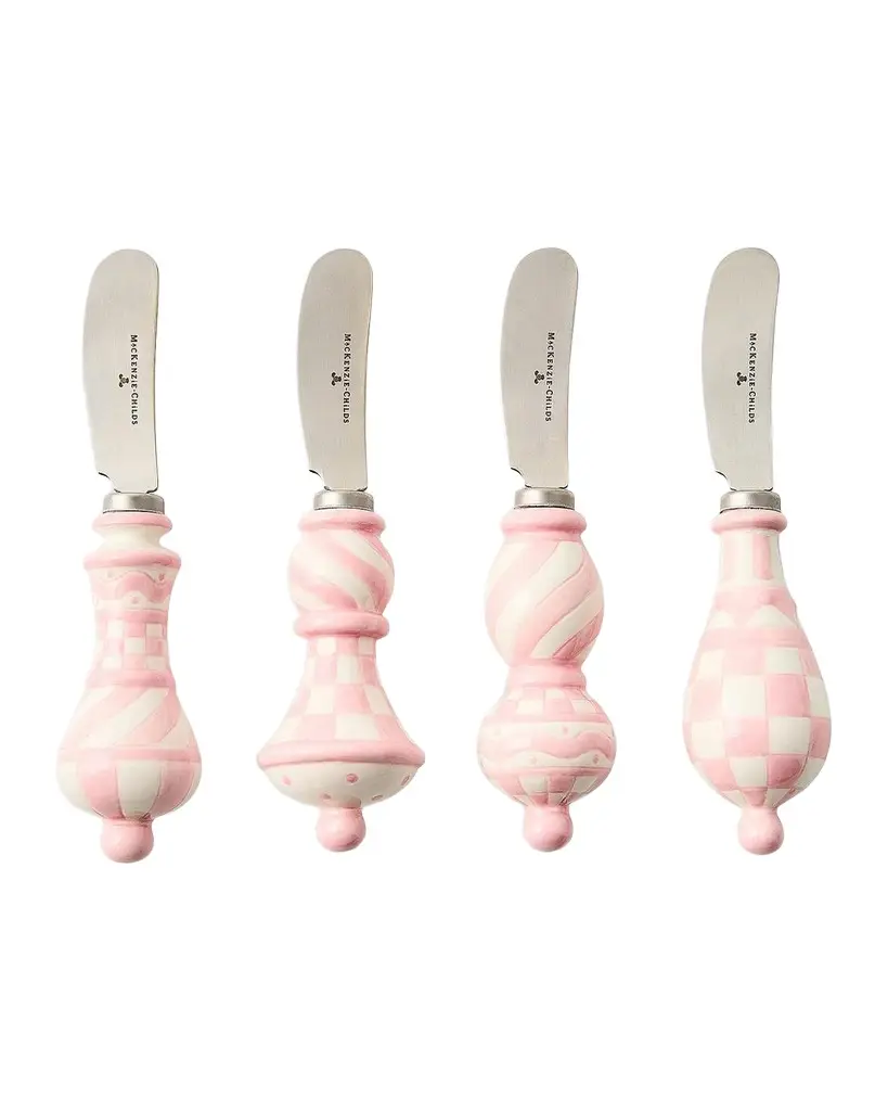 MacKenzie-Childs 4-Piece Check Ceramic Spreader Set