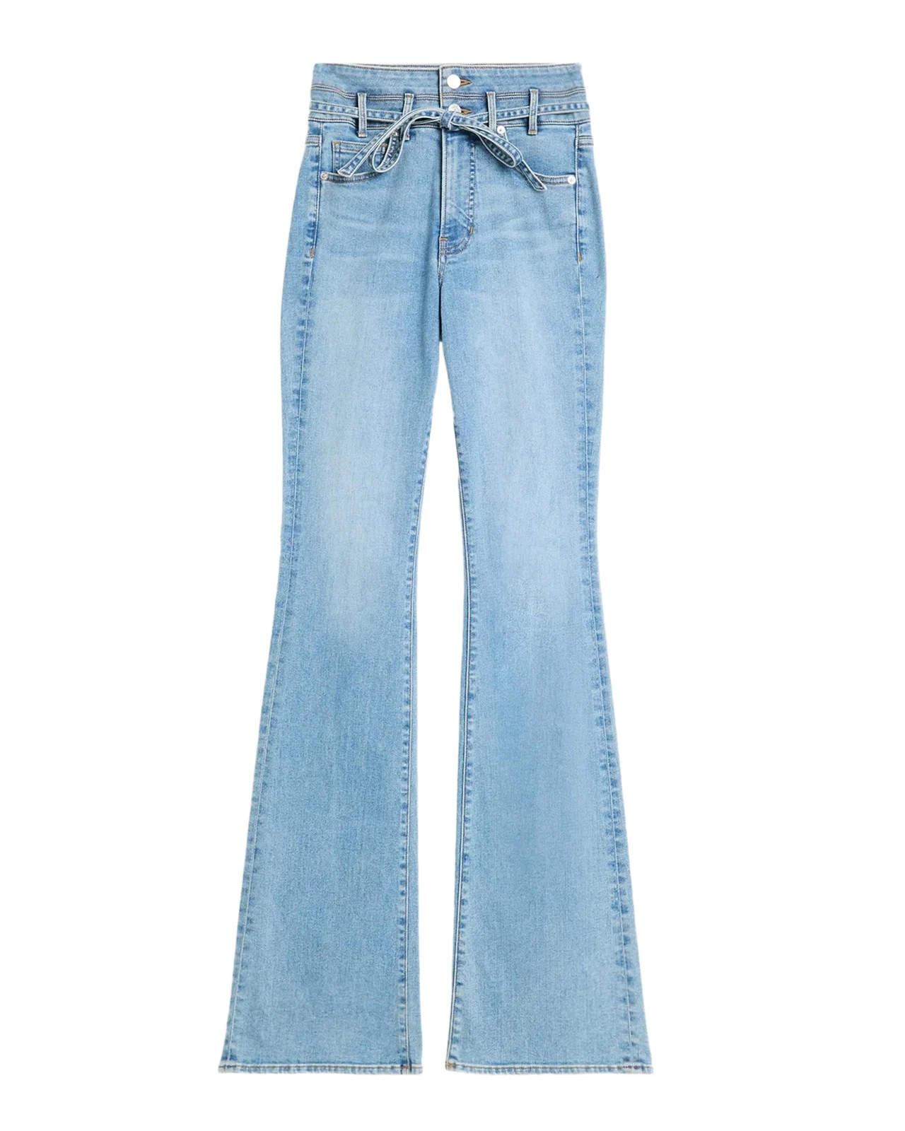 Veronica Beard Beverly Belted High-Rise Flare Jeans