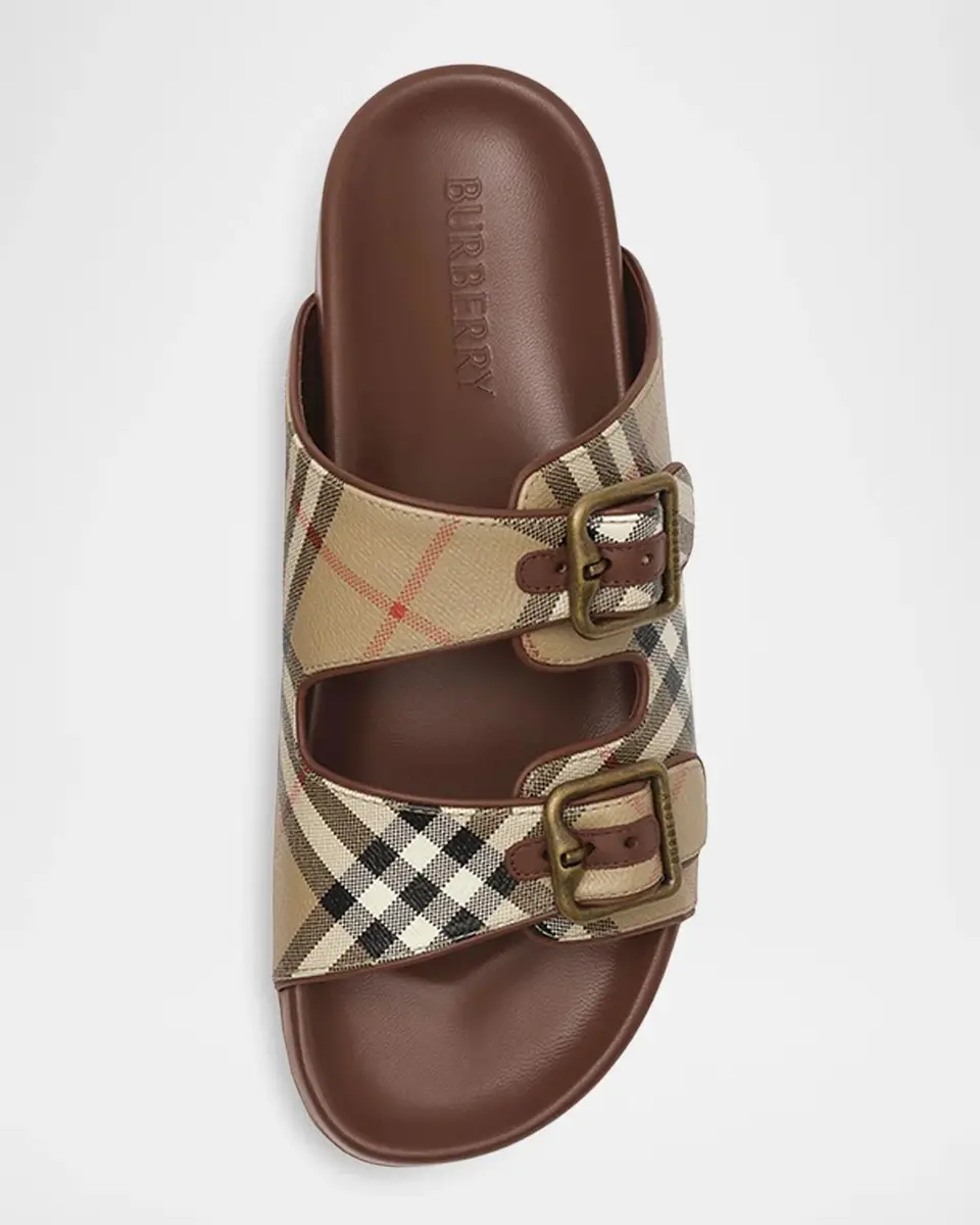 Burberry Urchin Check Dual-Buckle Slide Sandals | Thumbnail 3