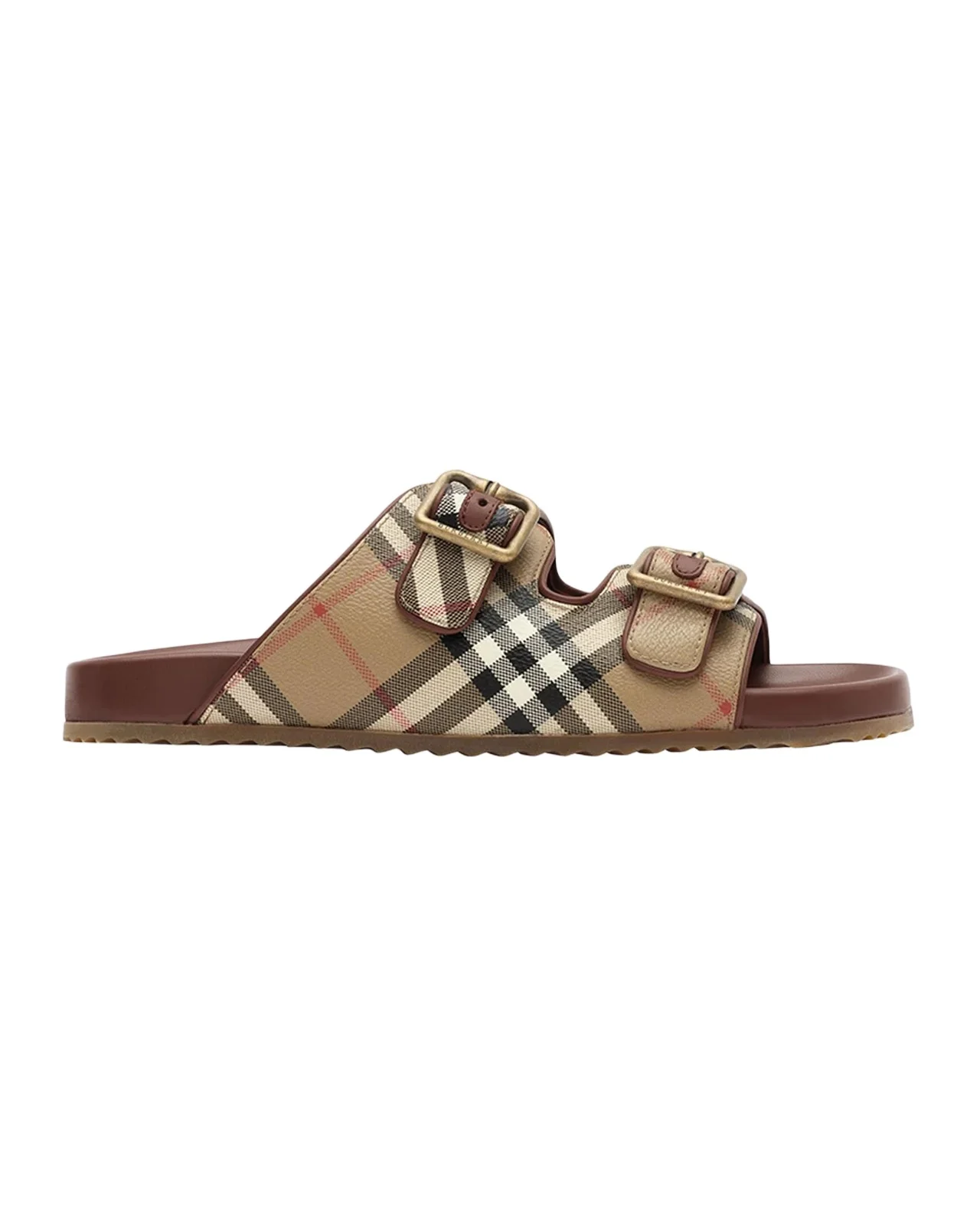 Urchin Check Dual-Buckle Slide Sandals