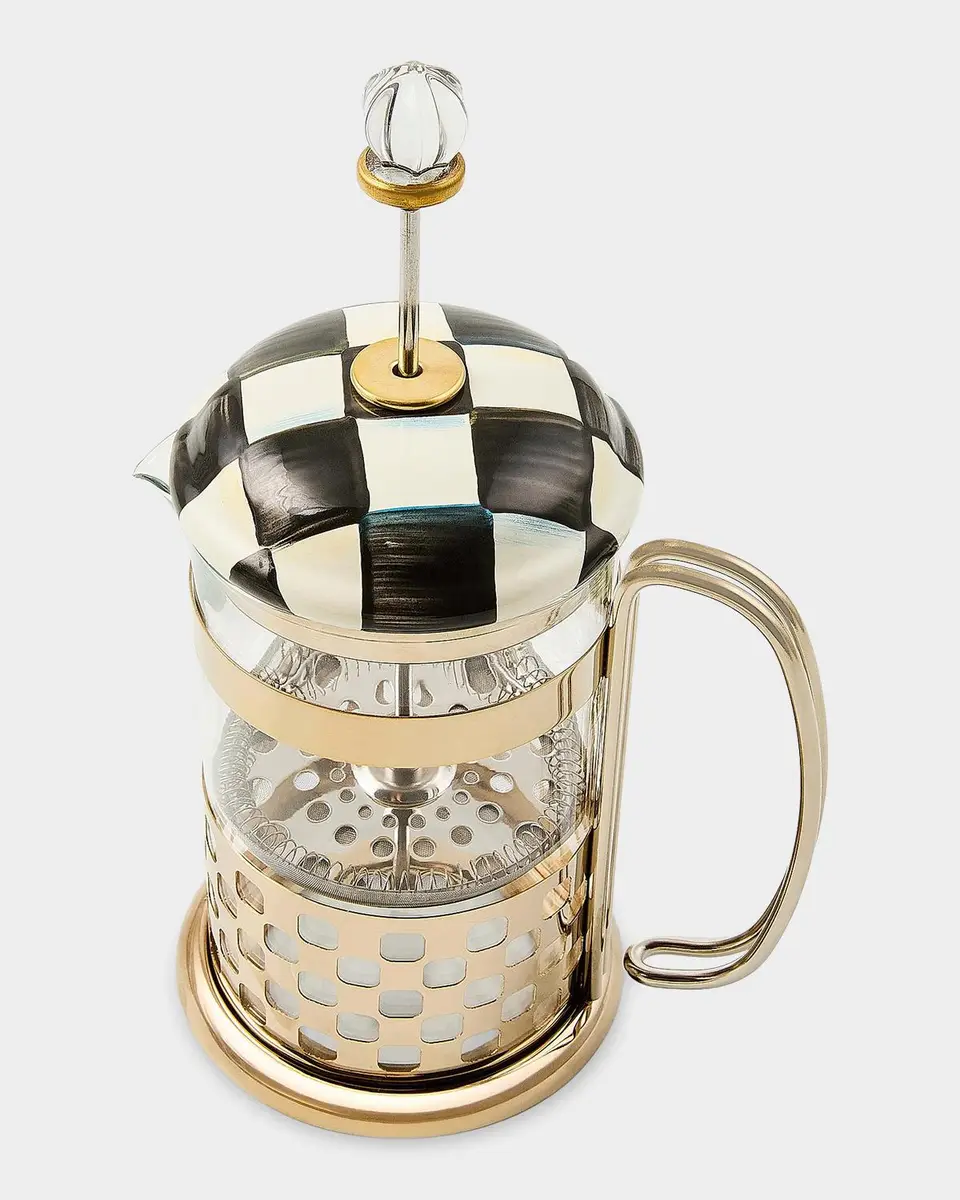MacKenzie-Childs Courtly Check Glass & Enamel French Press | Thumbnail 3 MacKenzie-Childs Courtly Check Glass & Enamel French Press | Thumbnail 3