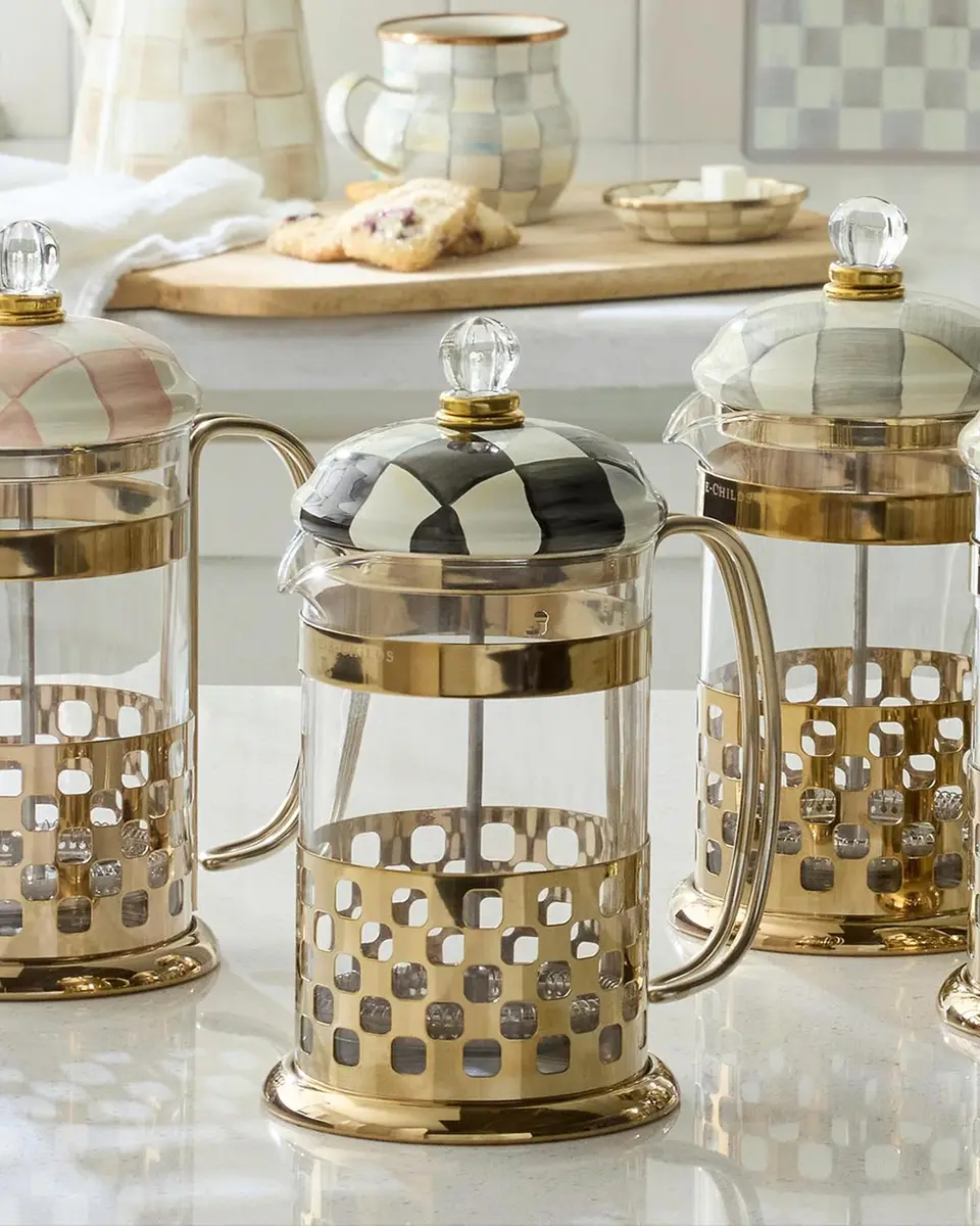 MacKenzie-Childs Courtly Check Glass & Enamel French Press | Thumbnail 4 MacKenzie-Childs Courtly Check Glass & Enamel French Press | Thumbnail 4