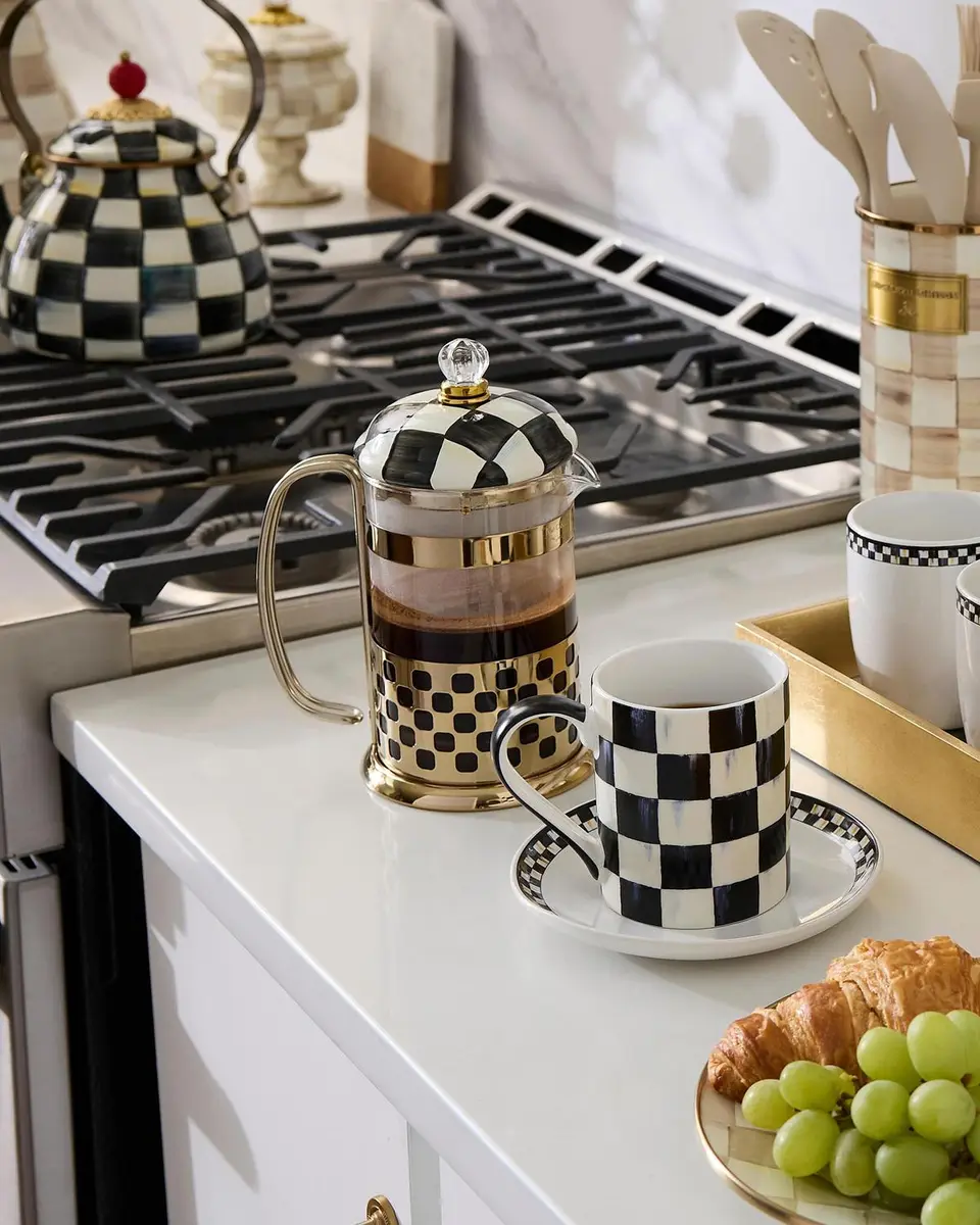 MacKenzie-Childs Courtly Check Glass & Enamel French Press | Thumbnail 5 MacKenzie-Childs Courtly Check Glass & Enamel French Press | Thumbnail 5