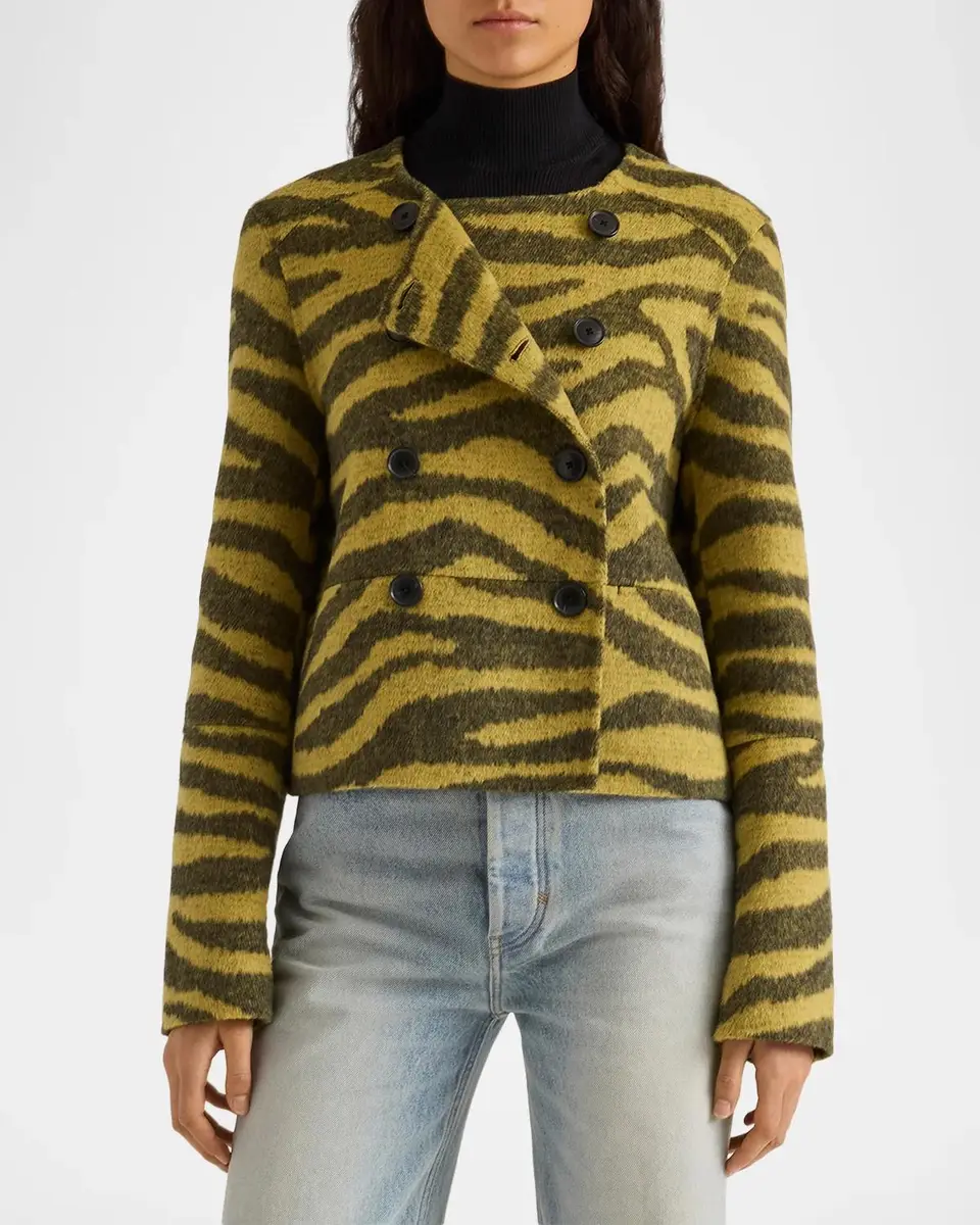 Proenza Schouler White Label Courtney Zebra Wool-Cashmere Jacket | Thumbnail 3 Proenza Schouler White Label Courtney Zebra Wool-Cashmere Jacket | Thumbnail 3