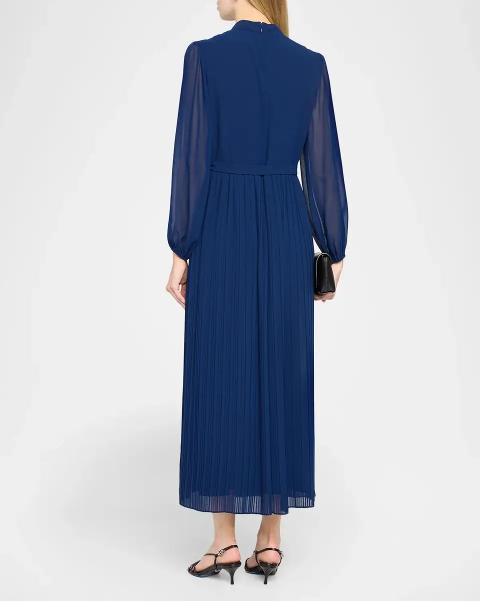 Elie Tahari Adira Pleated A-Line Belted Midi-Dress | Thumbnail 3 Elie Tahari Adira Pleated A-Line Belted Midi-Dress | Thumbnail 3