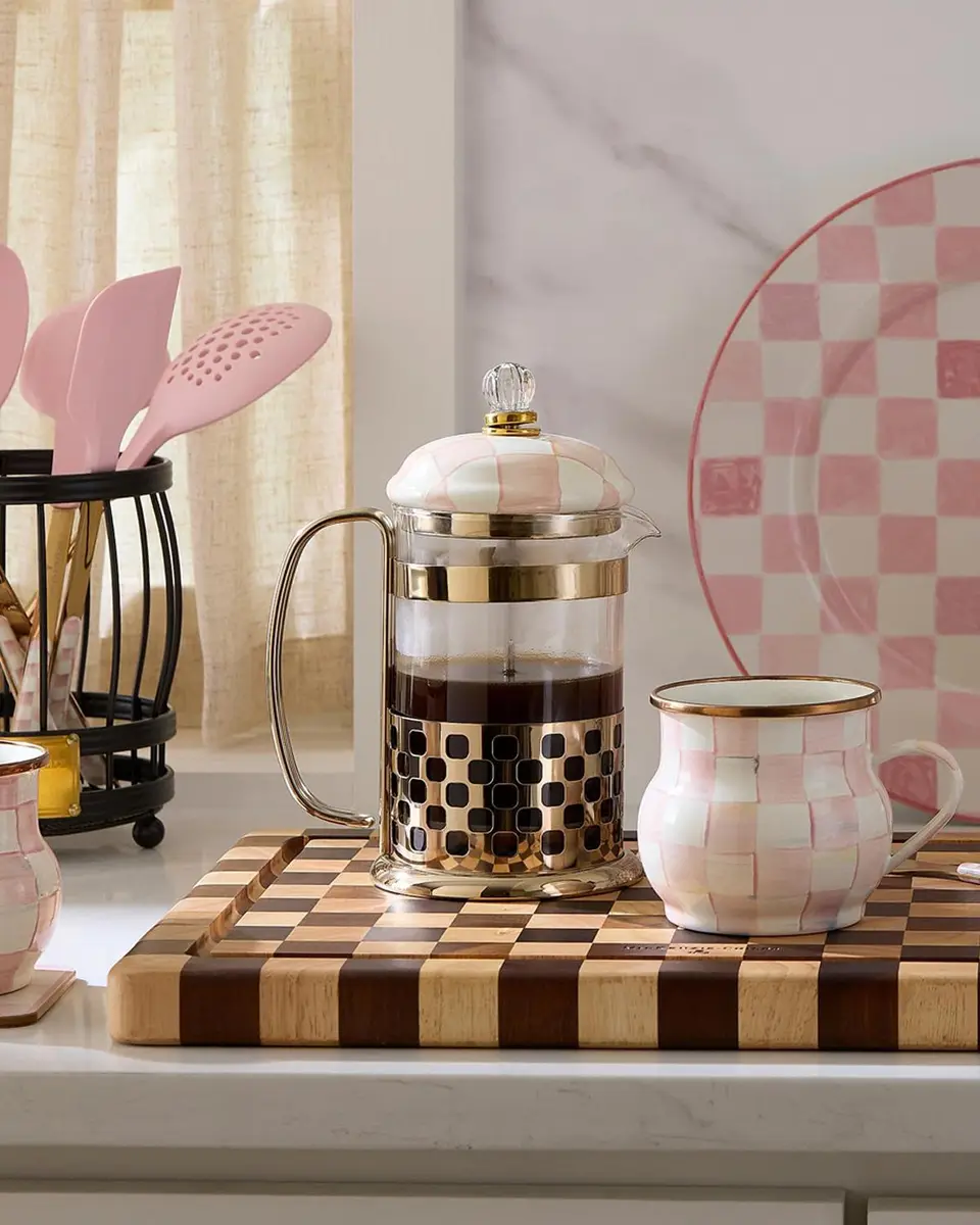 MacKenzie-Childs Courtly Check Glass & Enamel French Press | Thumbnail 5 MacKenzie-Childs Courtly Check Glass & Enamel French Press | Thumbnail 5